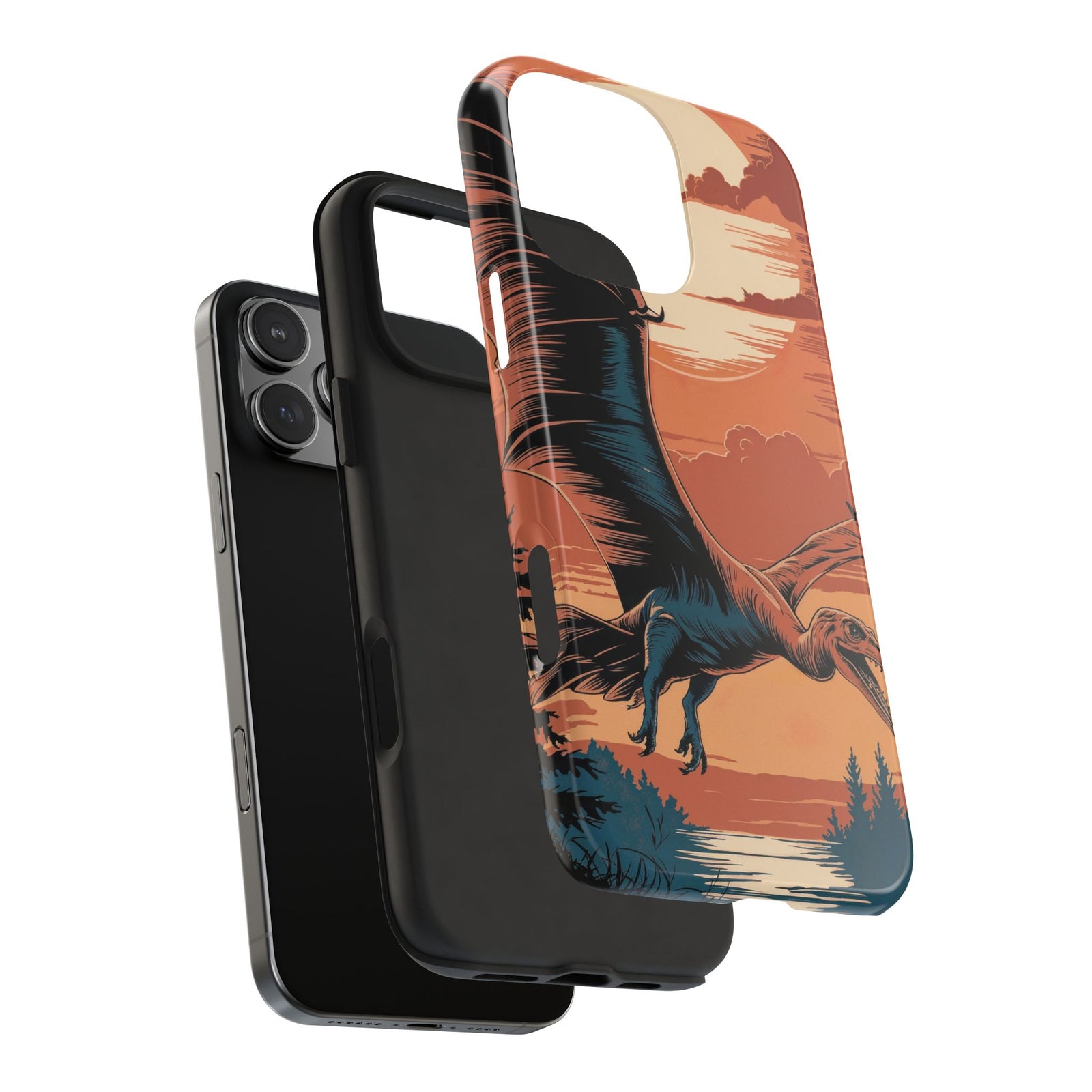 Sunset Pterodactyl Adventure - Dinosaur Phone Case