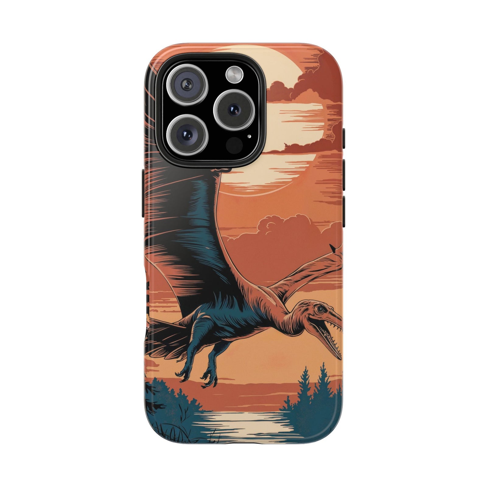 Sunset Pterodactyl Adventure - Dinosaur Phone Case