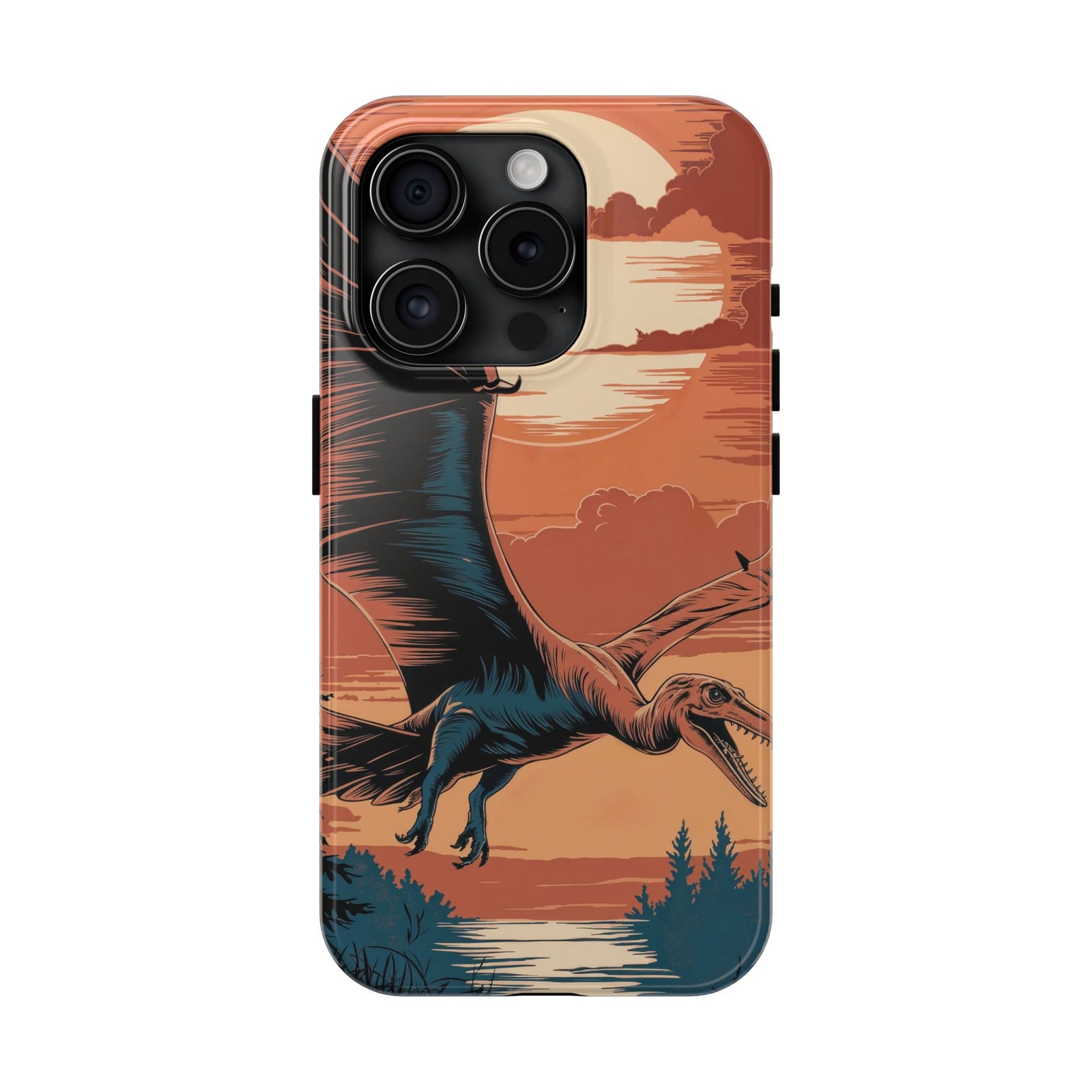 Sunset Pterodactyl Adventure - Dinosaur Phone Case