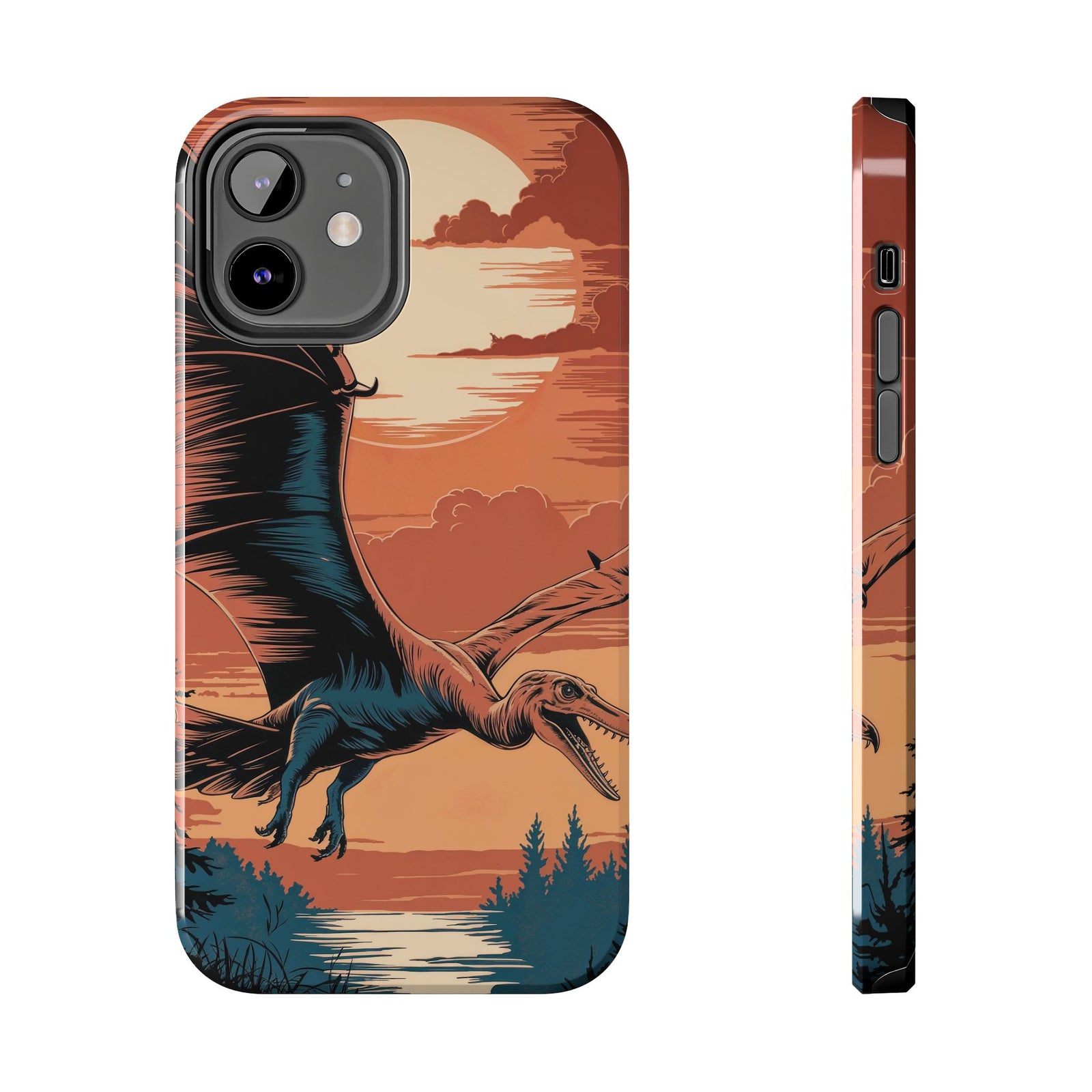 Sunset Pterodactyl Adventure - Dinosaur Phone Case