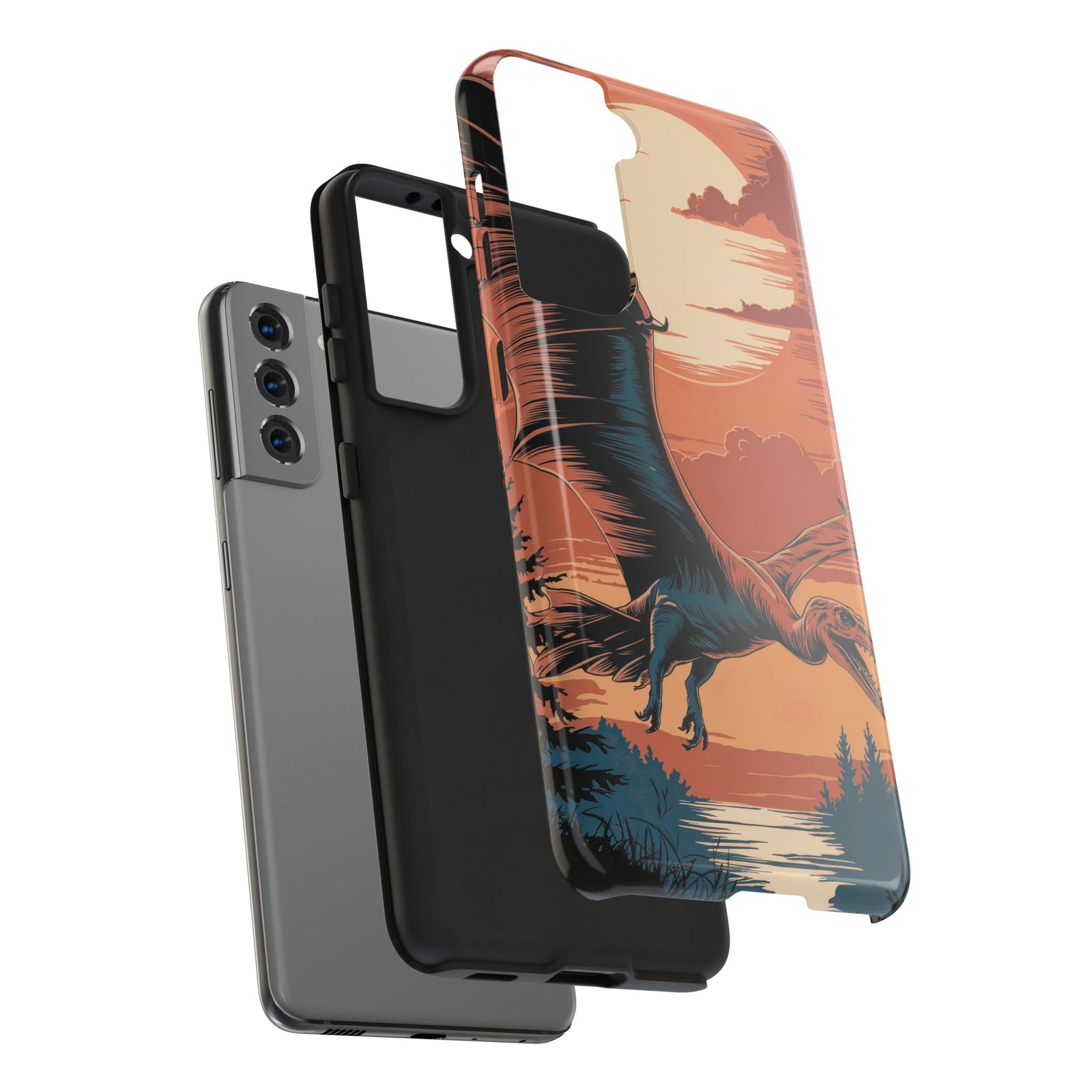 Sunset Pterodactyl Adventure - Dinosaur Phone Case