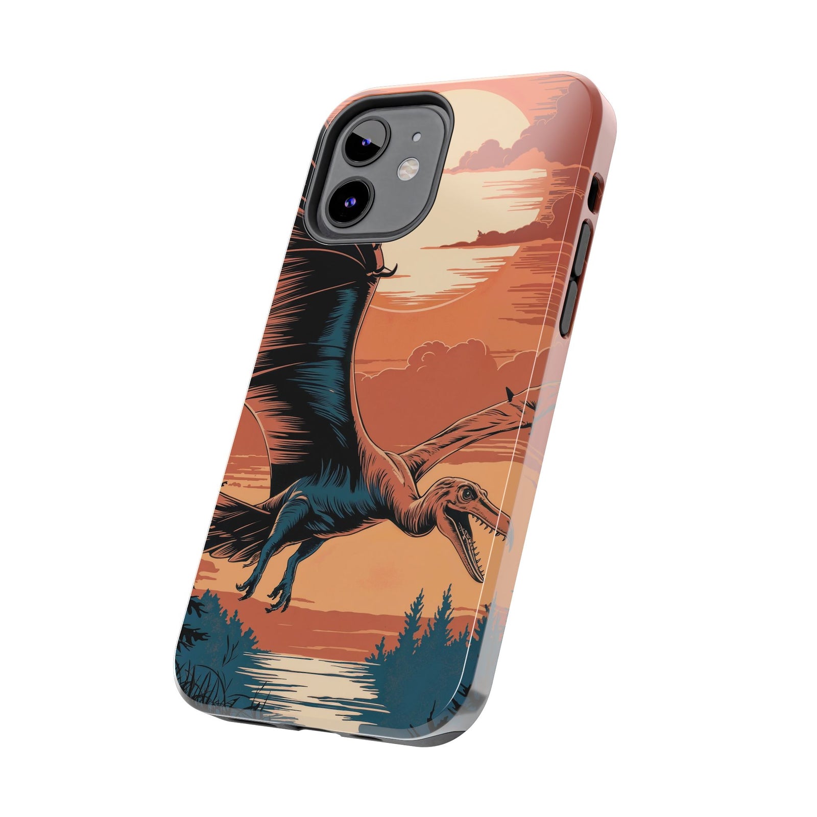 Sunset Pterodactyl Adventure - Dinosaur Phone Case