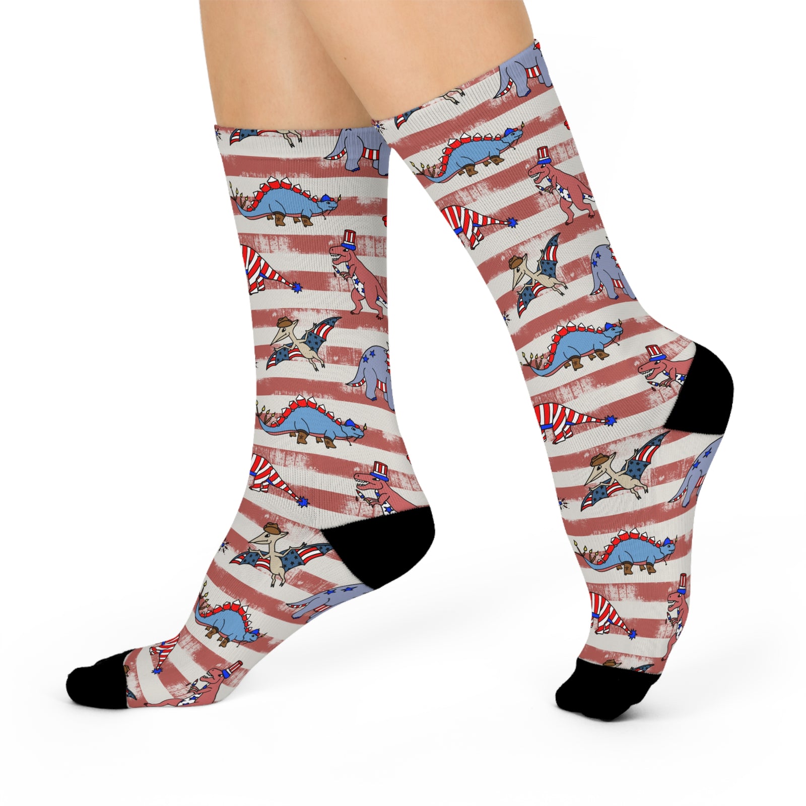 4th of July Stripes - Dinosaur Socks