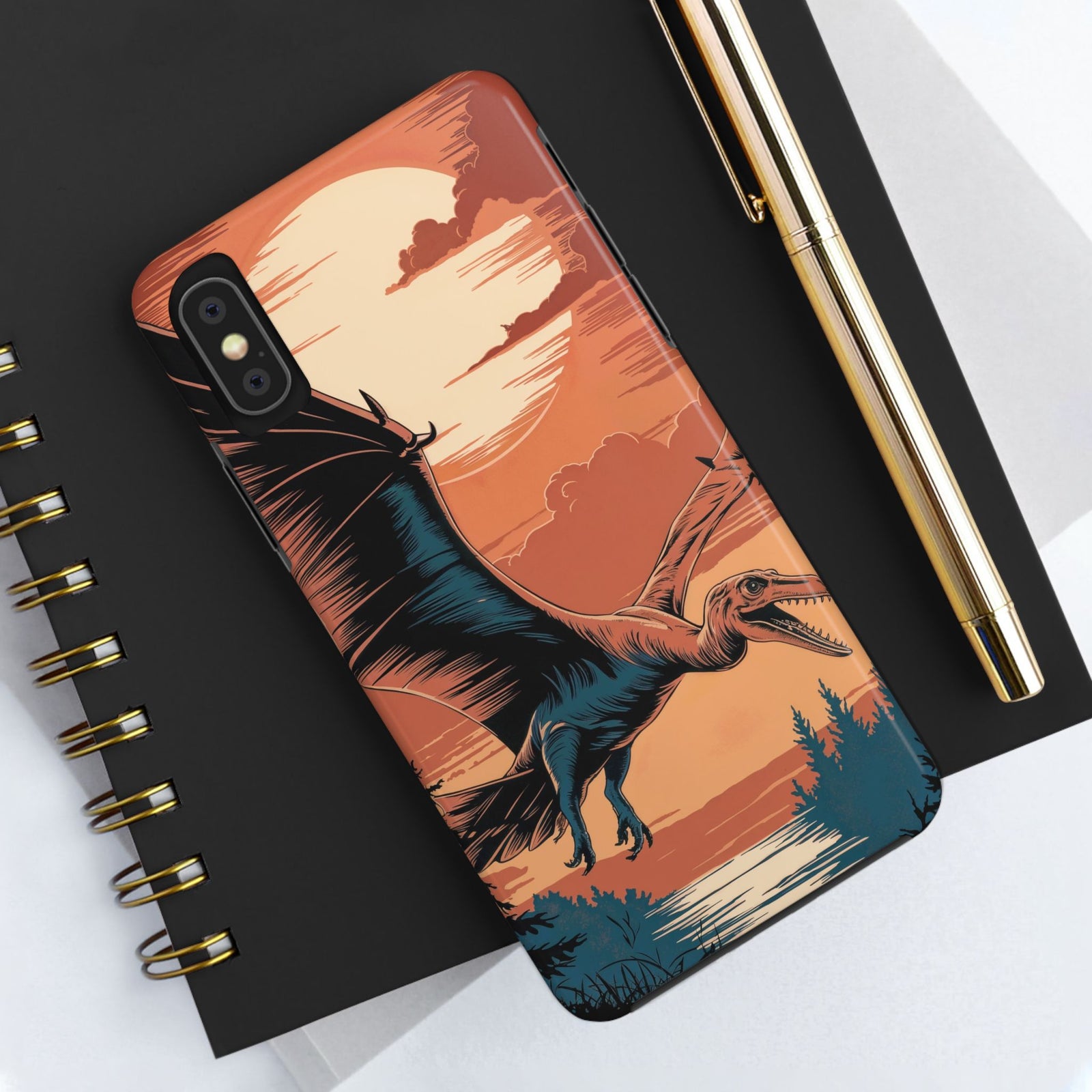 Sunset Pterodactyl Adventure - Dinosaur Phone Case