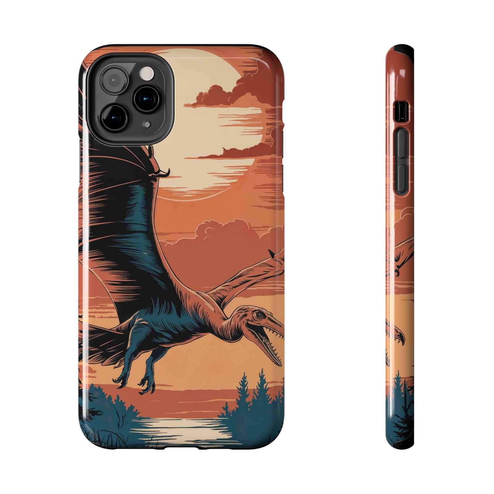 Sunset Pterodactyl Adventure - Dinosaur Phone Case