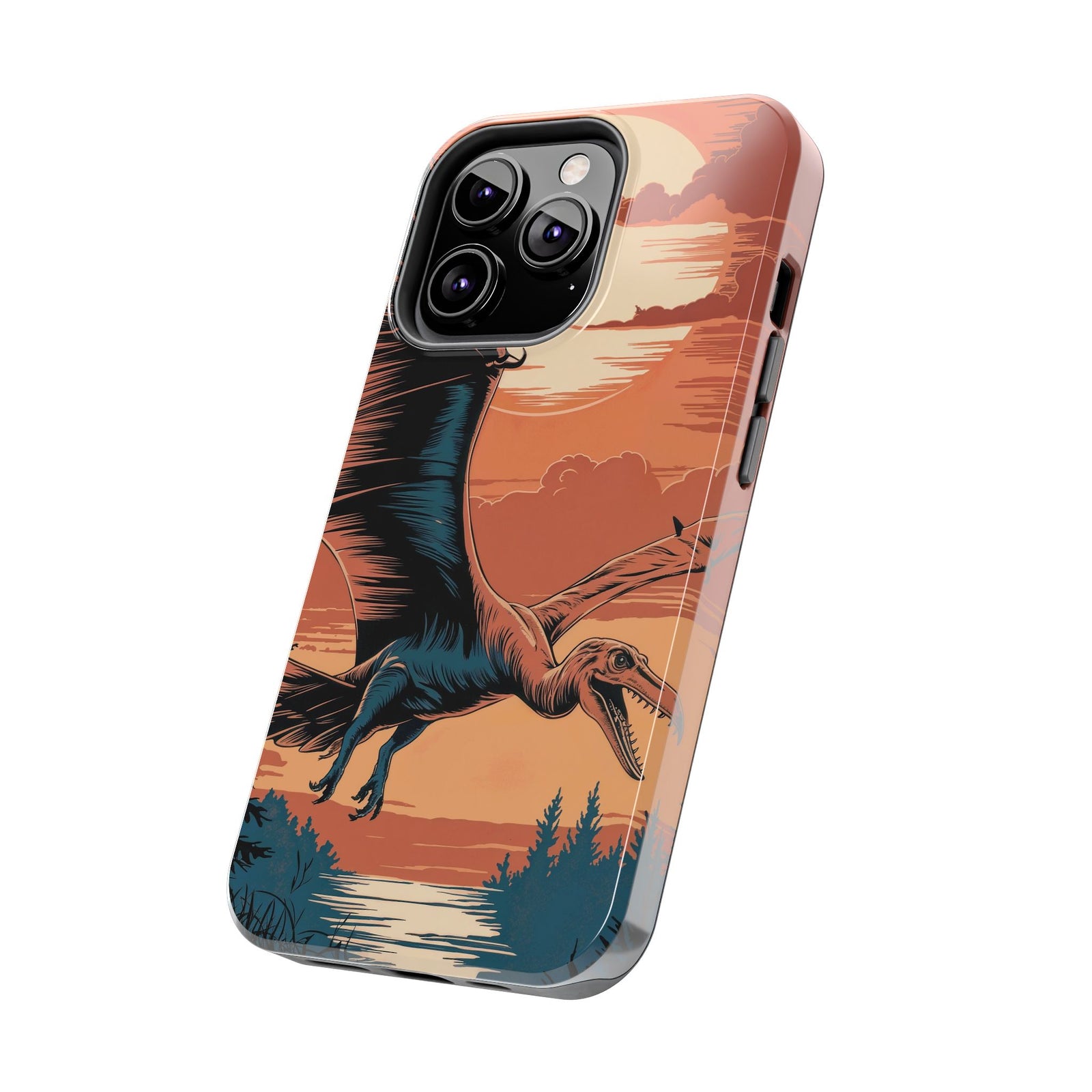 Sunset Pterodactyl Adventure - Dinosaur Phone Case