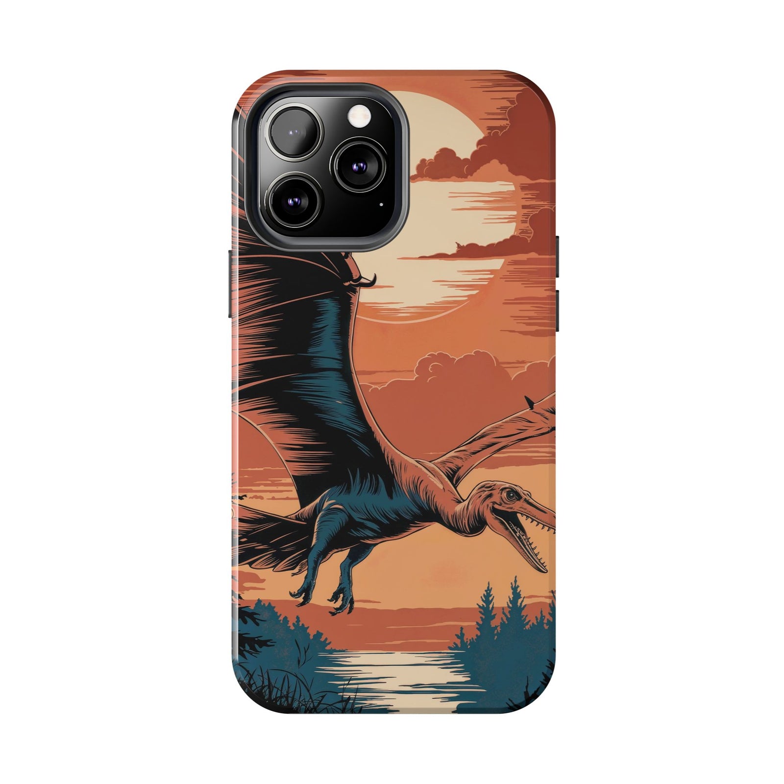 Sunset Pterodactyl Adventure - Dinosaur Phone Case