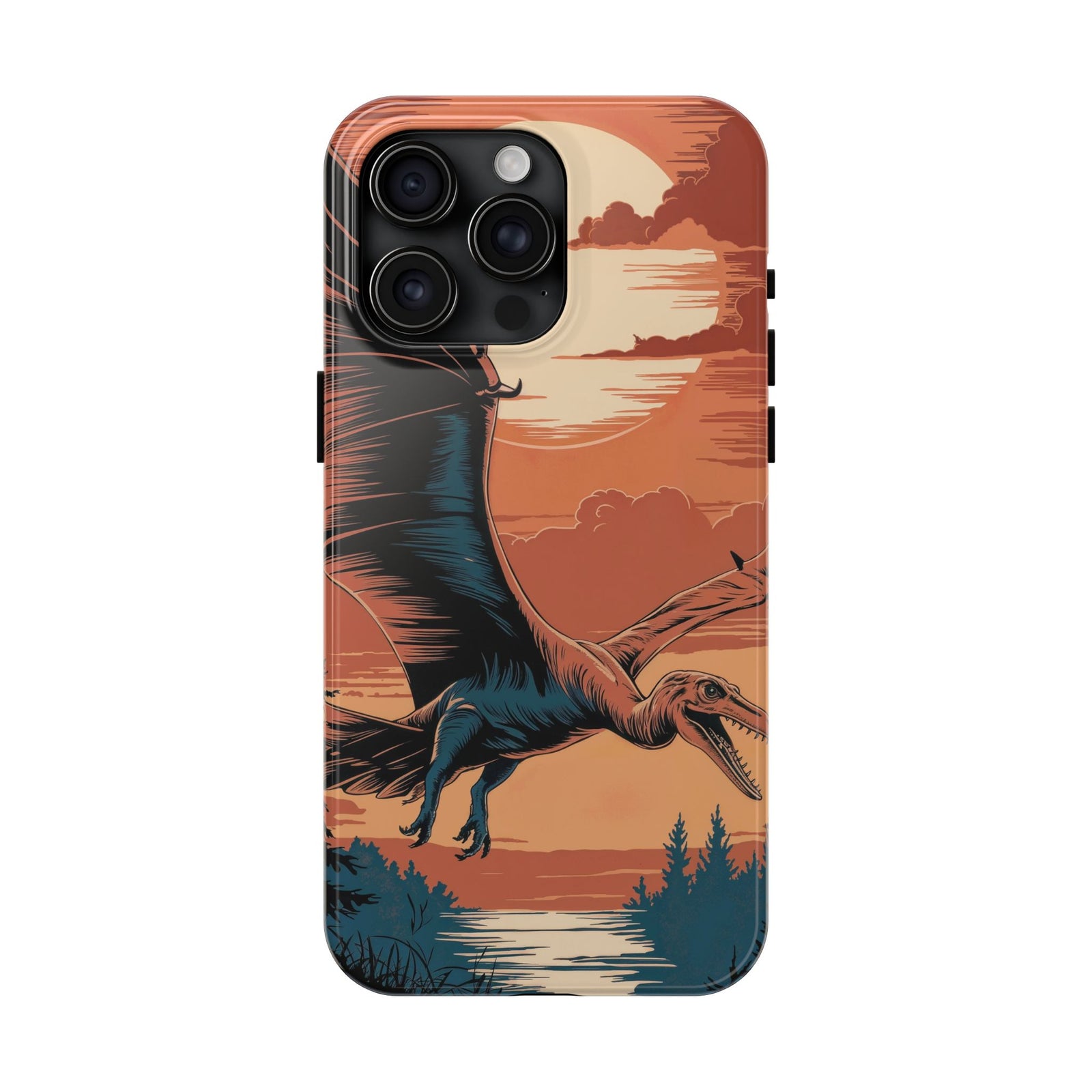 Sunset Pterodactyl Adventure - Dinosaur Phone Case