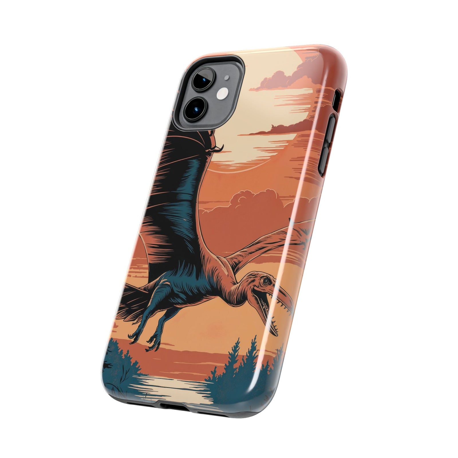 Sunset Pterodactyl Adventure - Dinosaur Phone Case