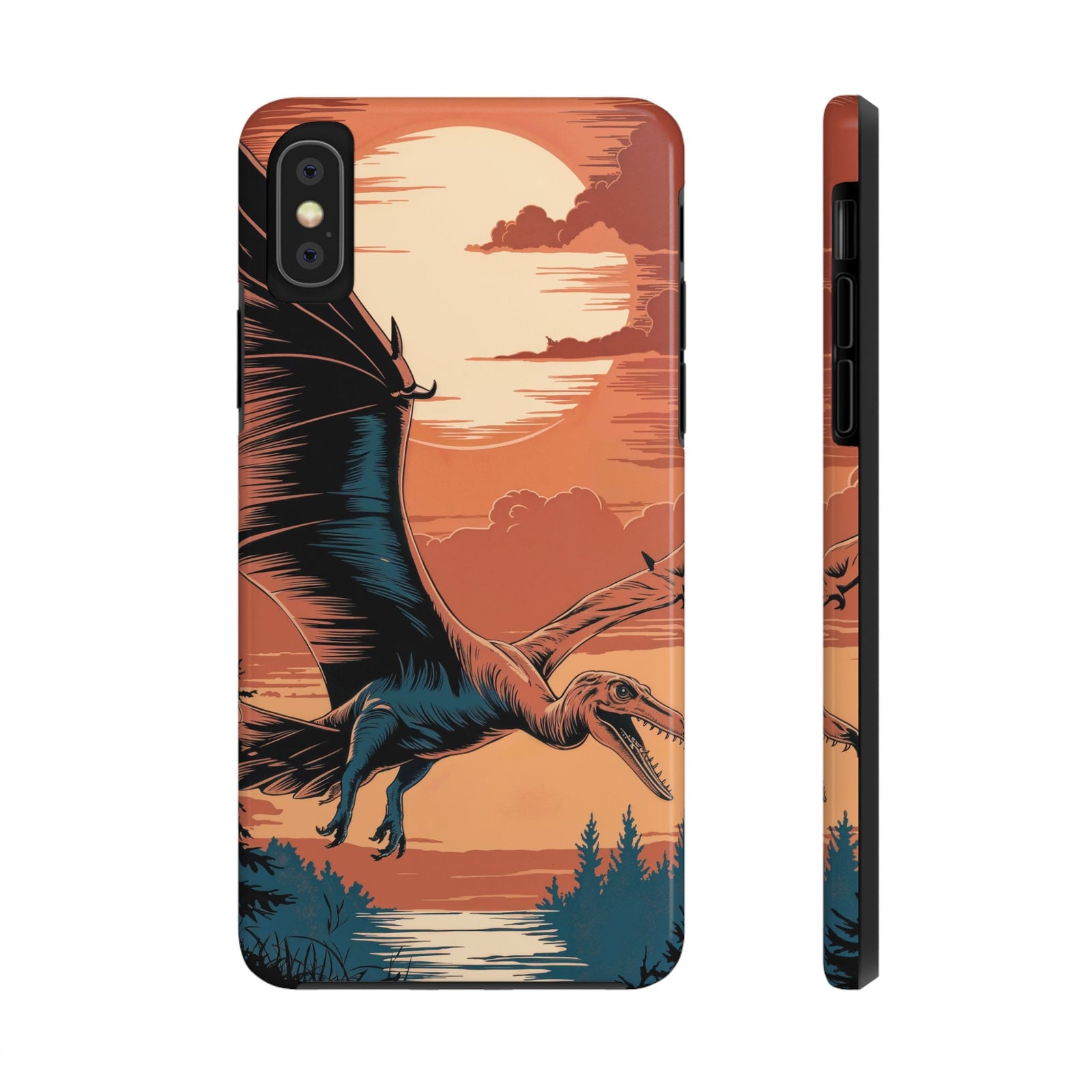 Sunset Pterodactyl Adventure - Dinosaur Phone Case