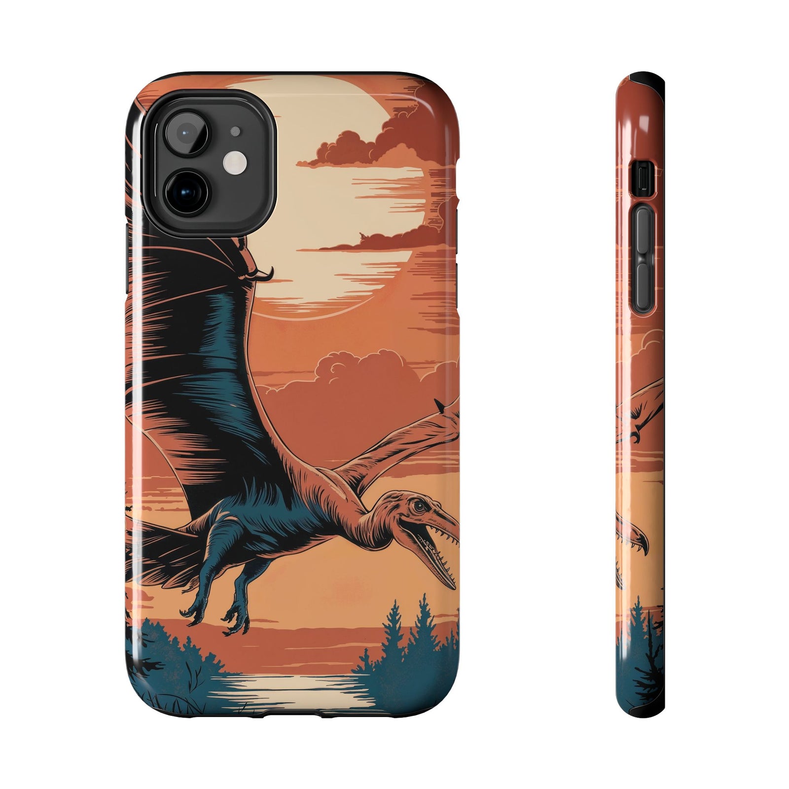 Sunset Pterodactyl Adventure - Dinosaur Phone Case