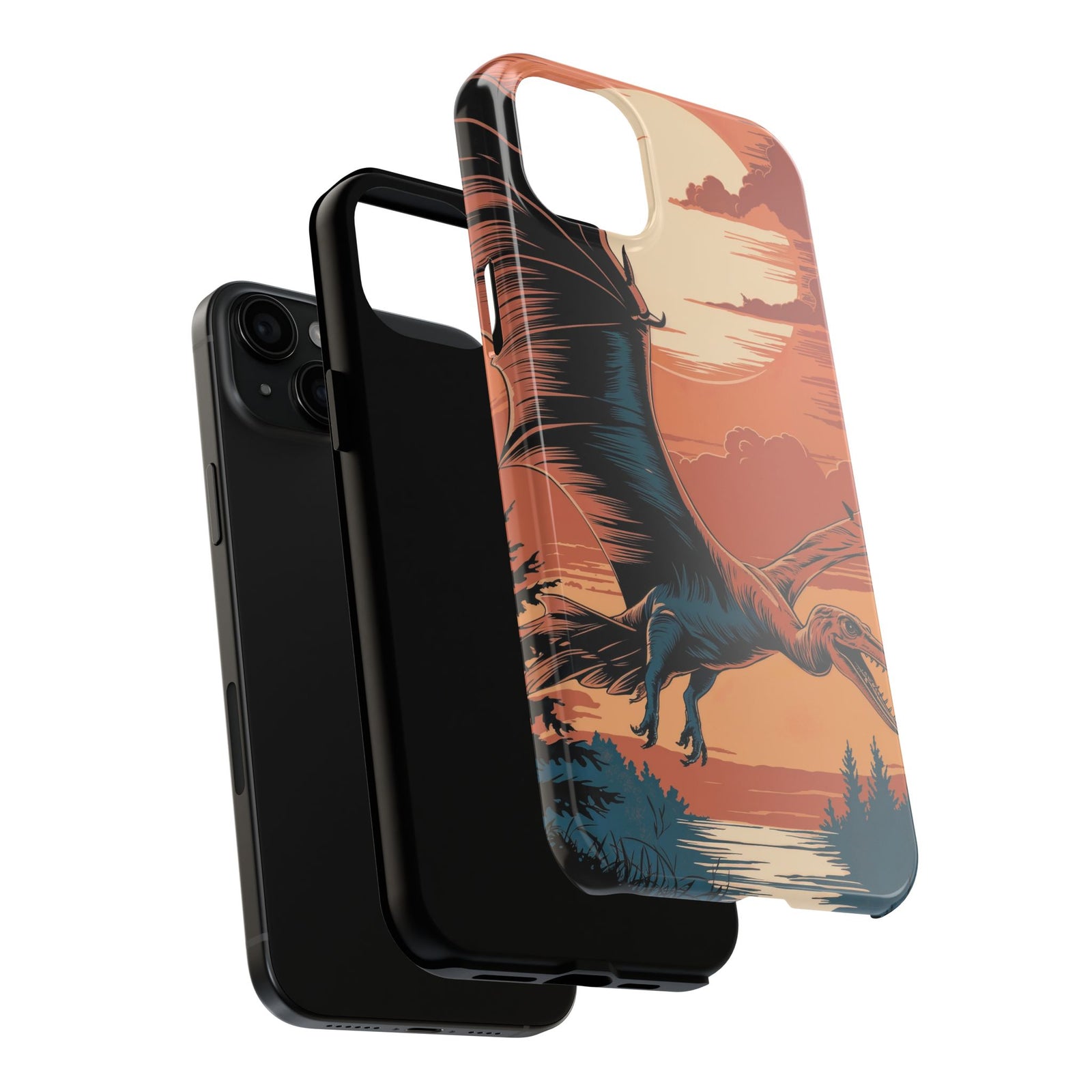Sunset Pterodactyl Adventure - Dinosaur Phone Case