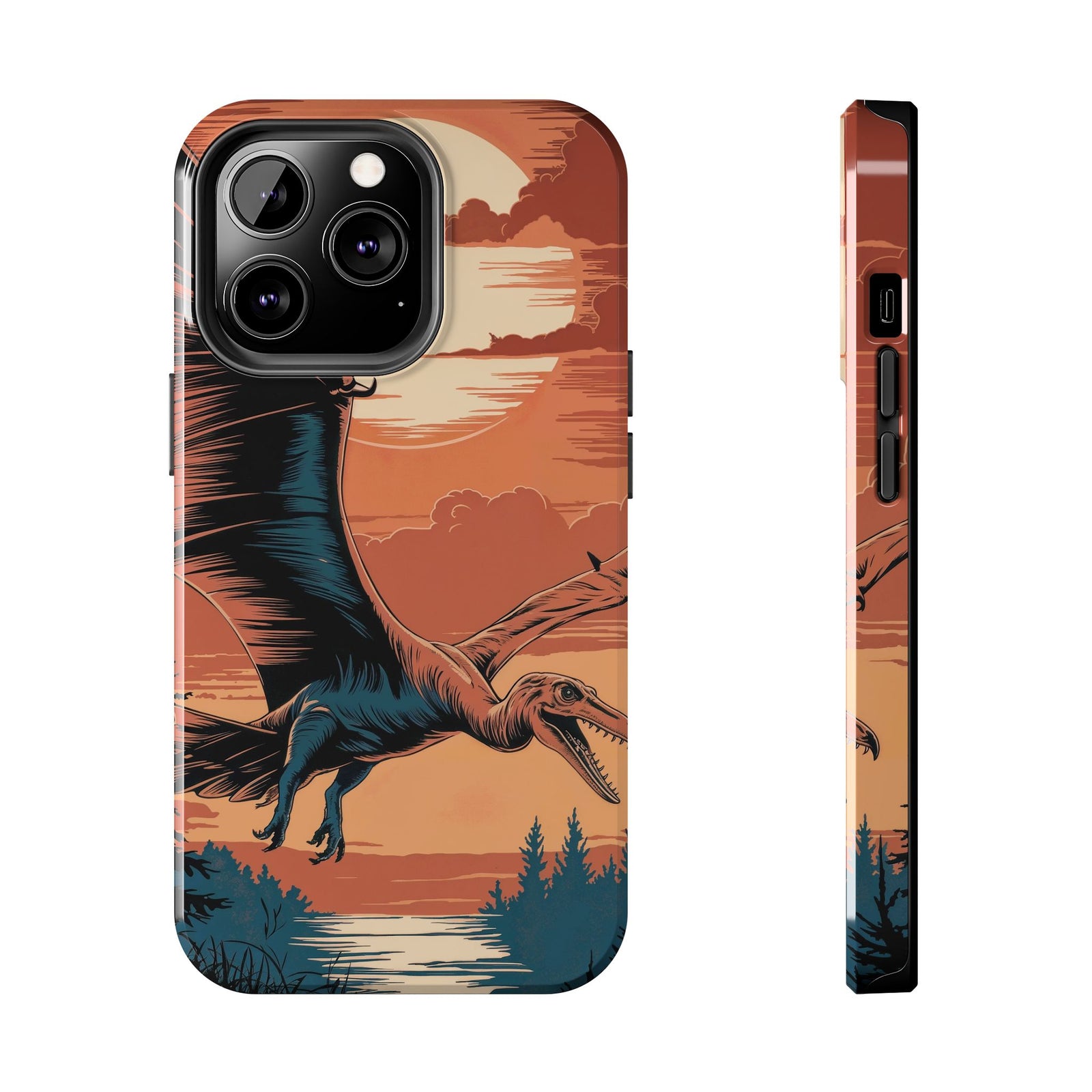 Sunset Pterodactyl Adventure - Dinosaur Phone Case