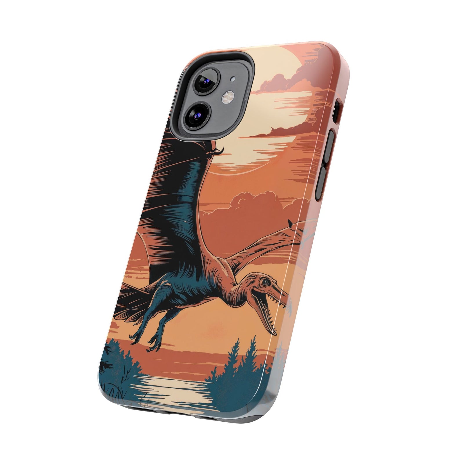 Sunset Pterodactyl Adventure - Dinosaur Phone Case
