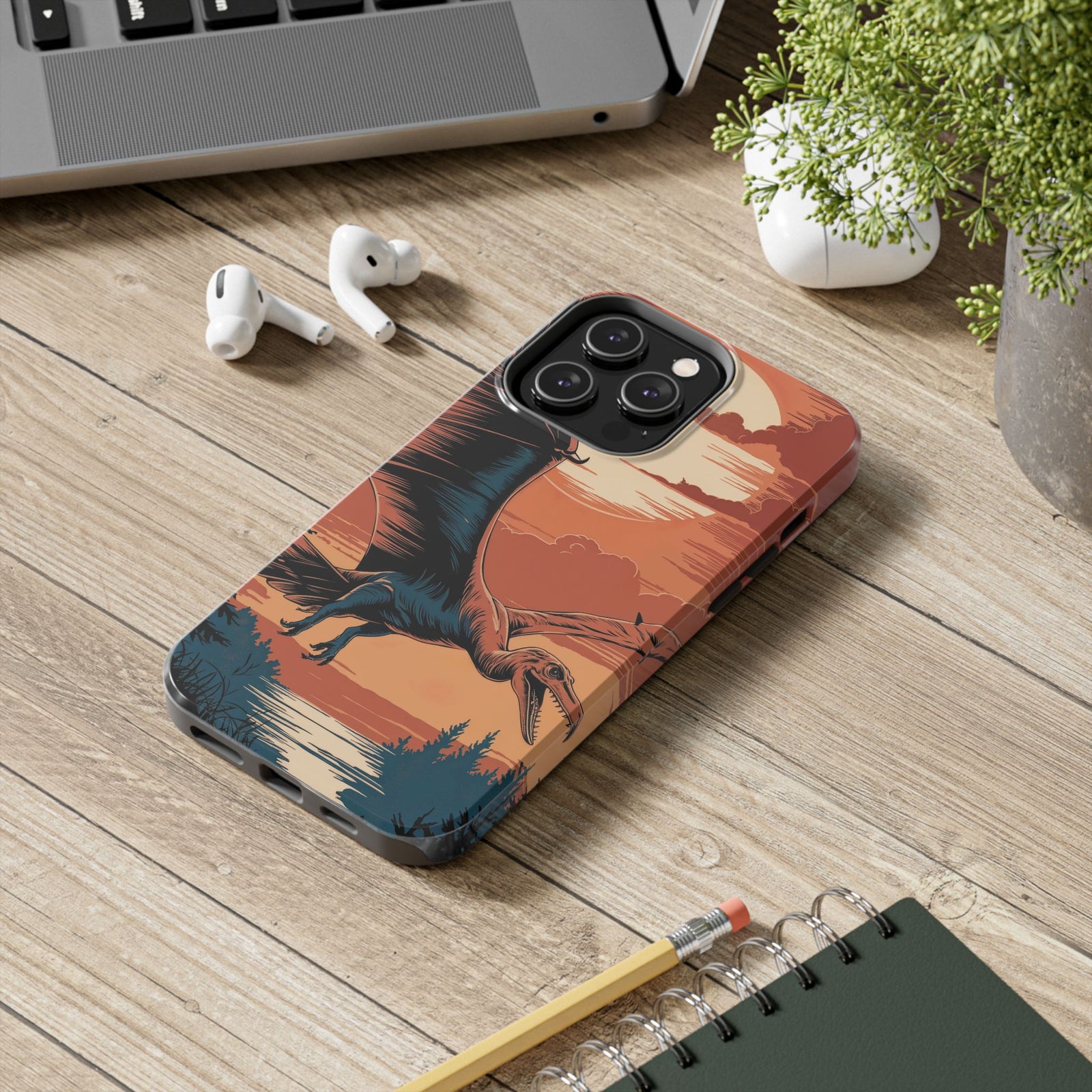 Sunset Pterodactyl Adventure - Dinosaur Phone Case