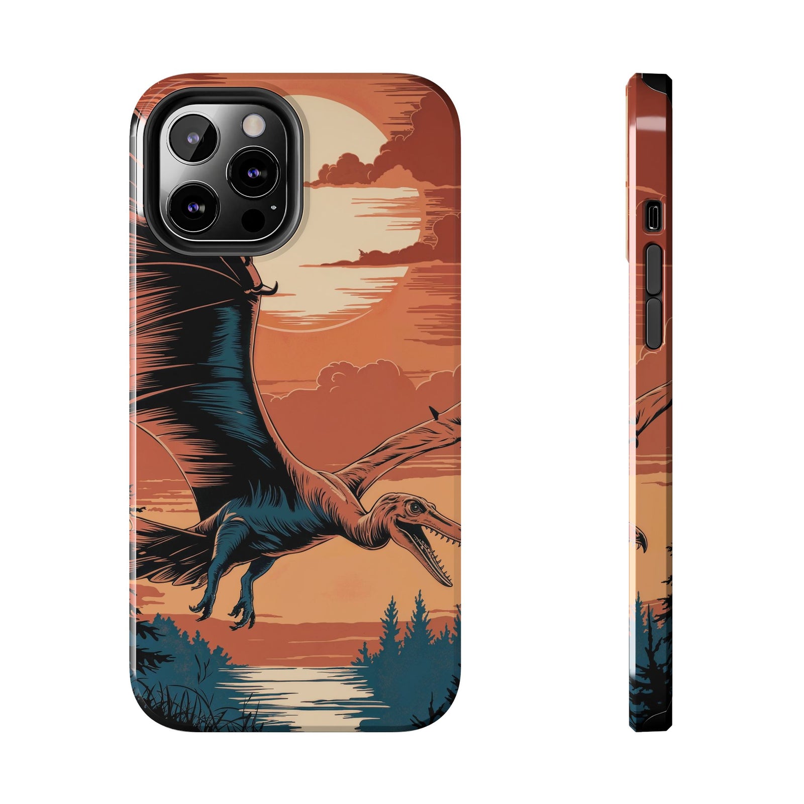 Sunset Pterodactyl Adventure - Dinosaur Phone Case