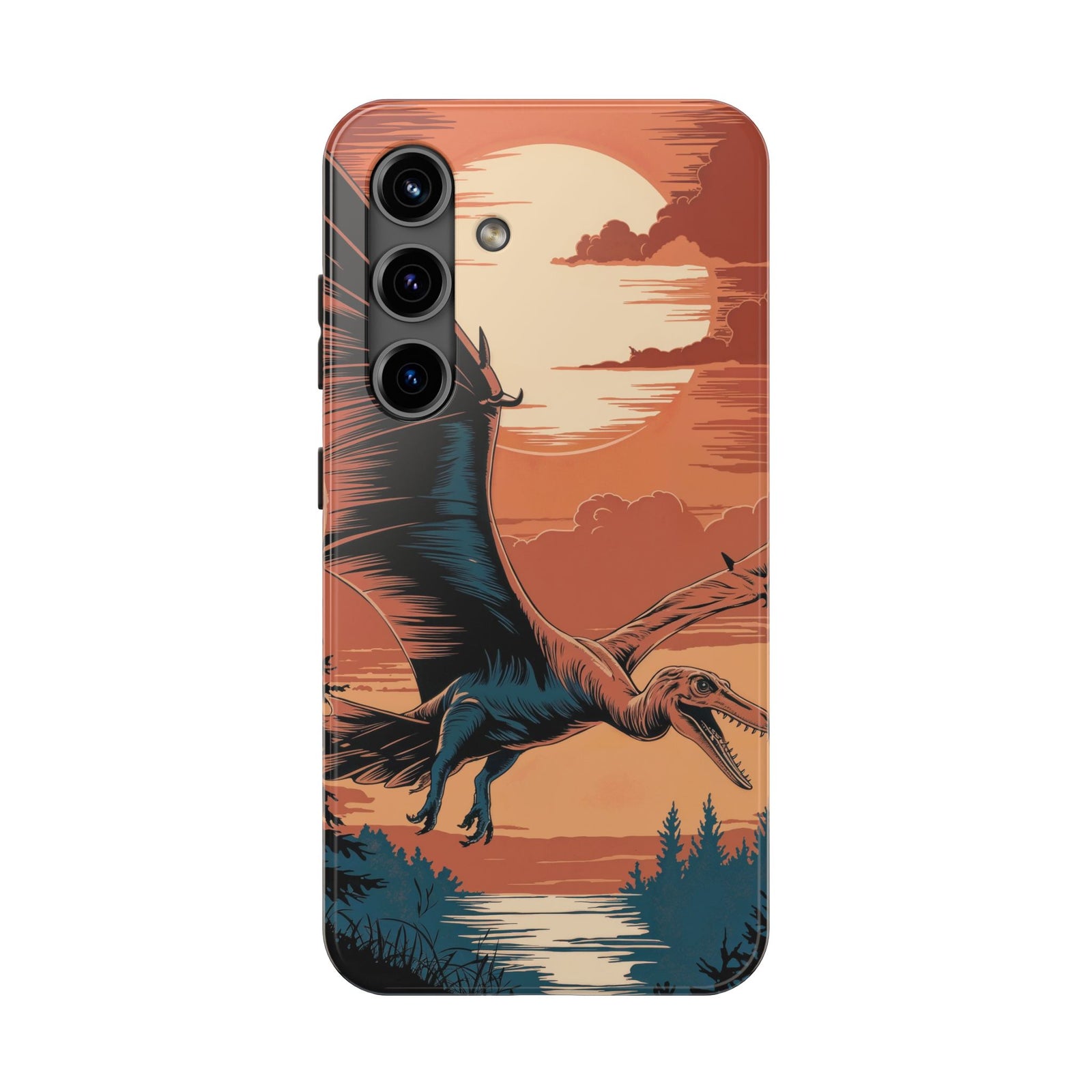 Sunset Pterodactyl Adventure - Dinosaur Phone Case