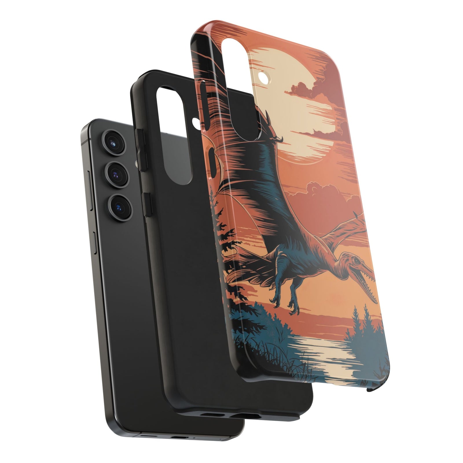 Sunset Pterodactyl Adventure - Dinosaur Phone Case