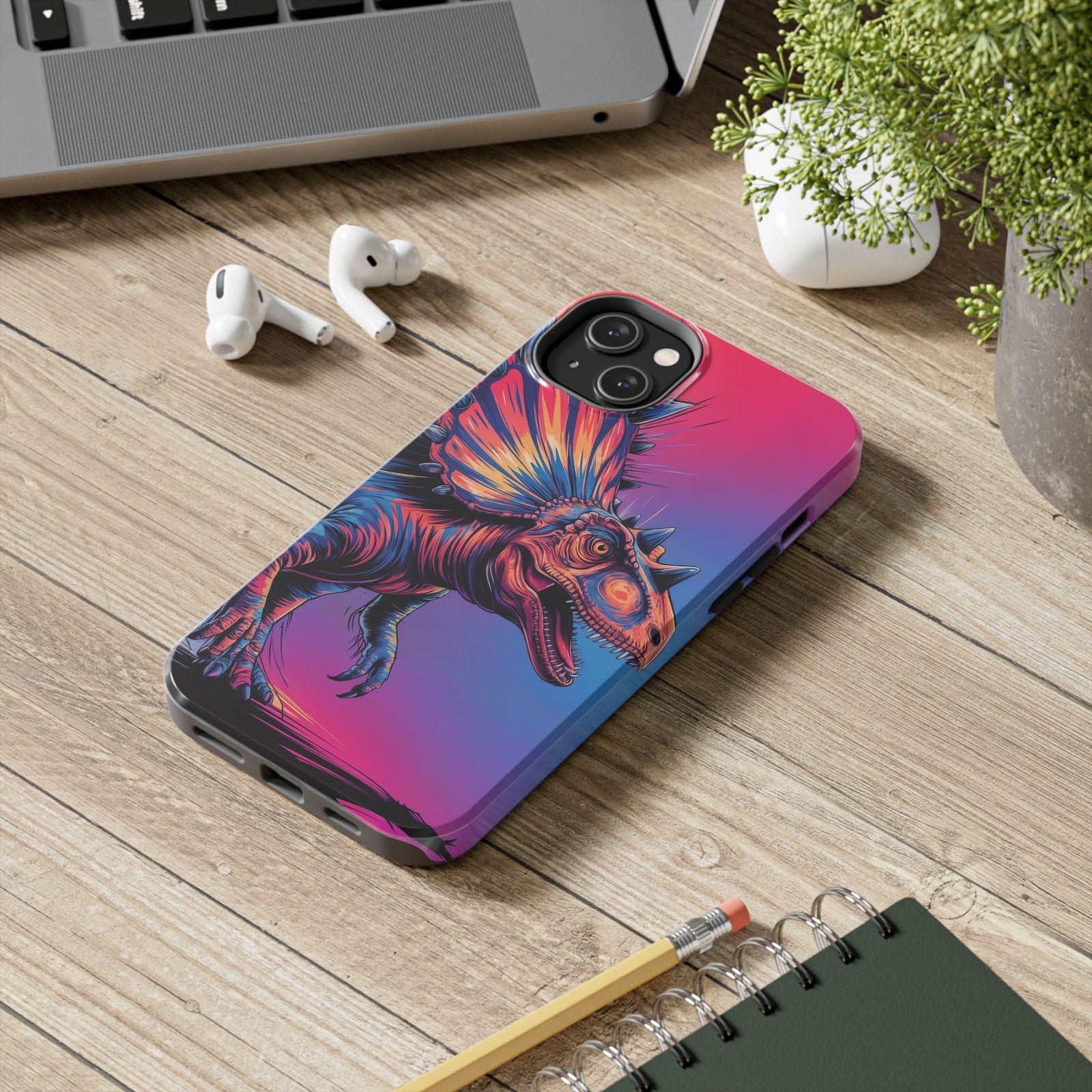 Styracosaurus Neon Roar - Dinosaur Phone Case