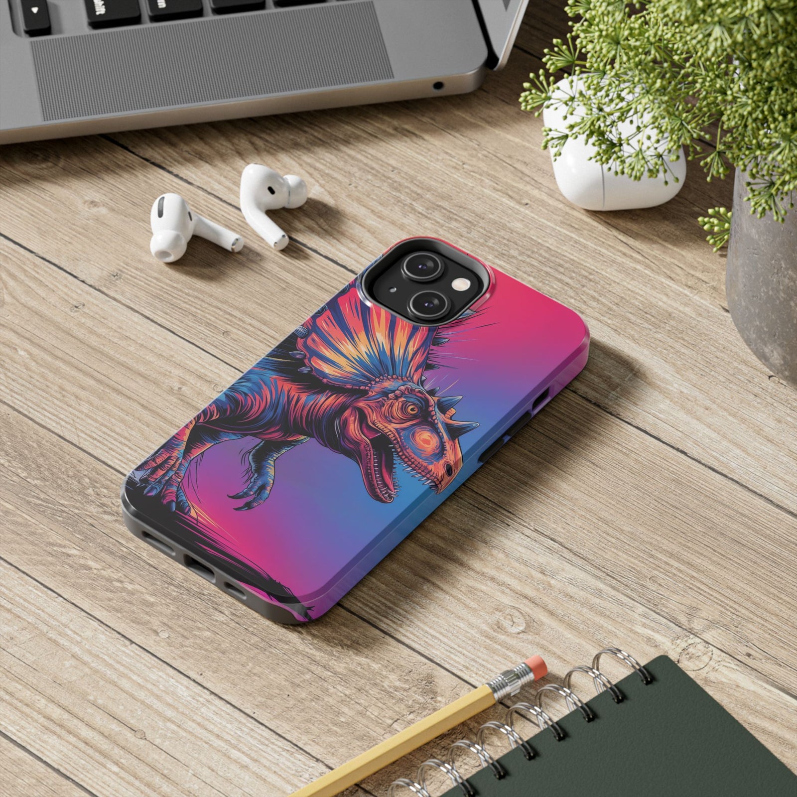 Styracosaurus Neon Roar - Dinosaur Phone Case