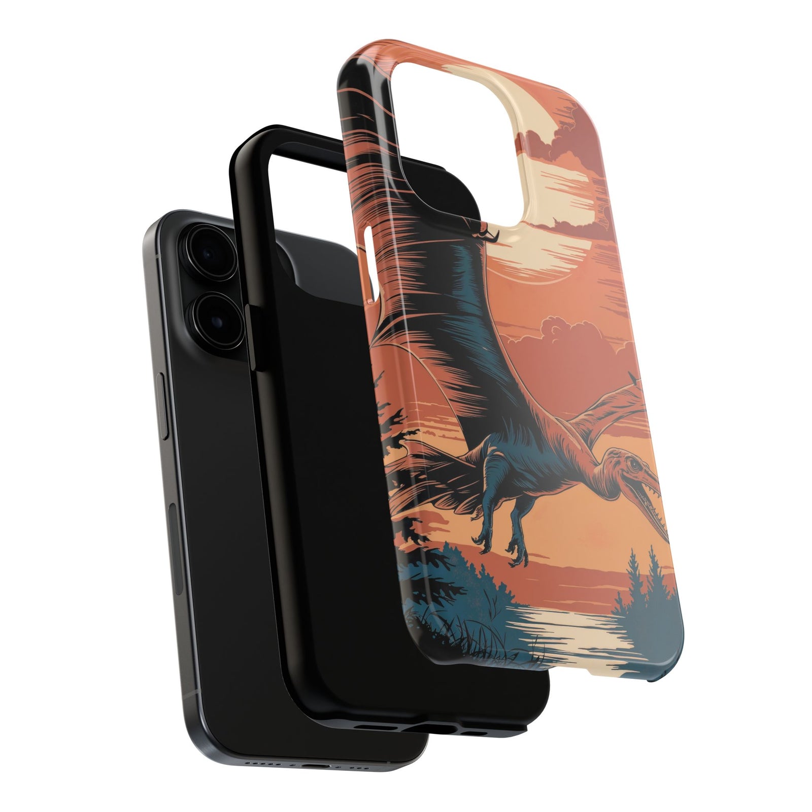 Sunset Pterodactyl Adventure - Dinosaur Phone Case