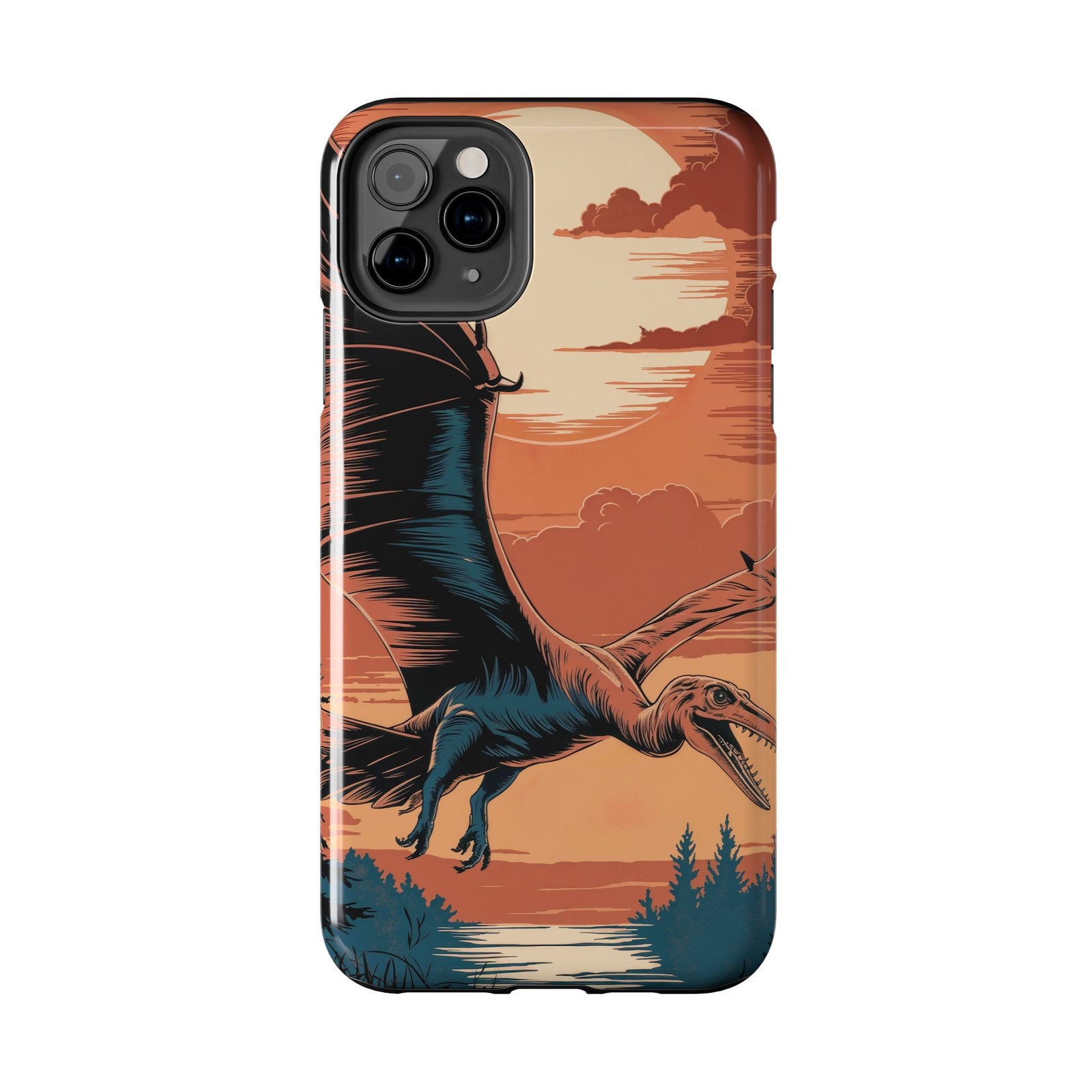 Sunset Pterodactyl Adventure - Dinosaur Phone Case