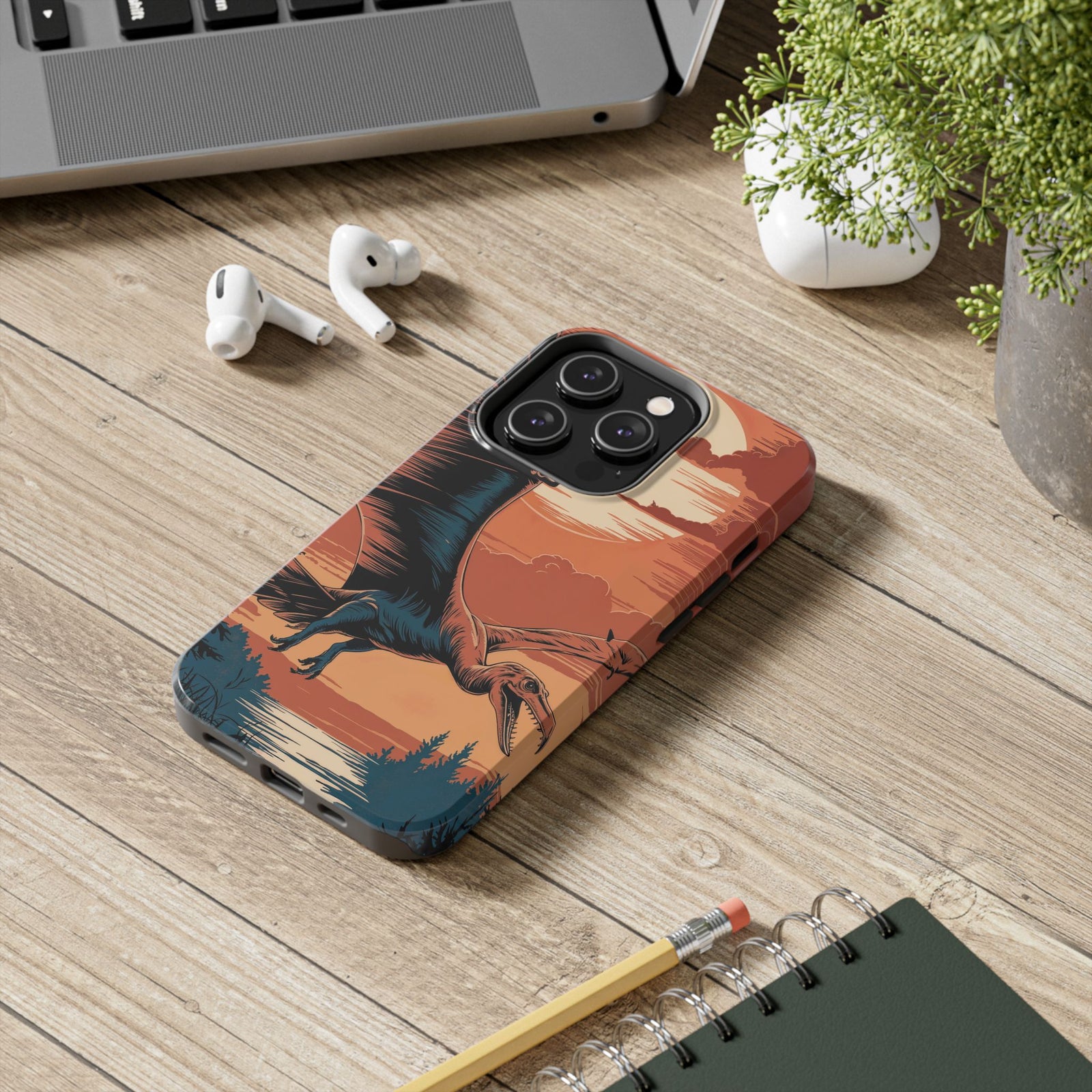 Sunset Pterodactyl Adventure - Dinosaur Phone Case