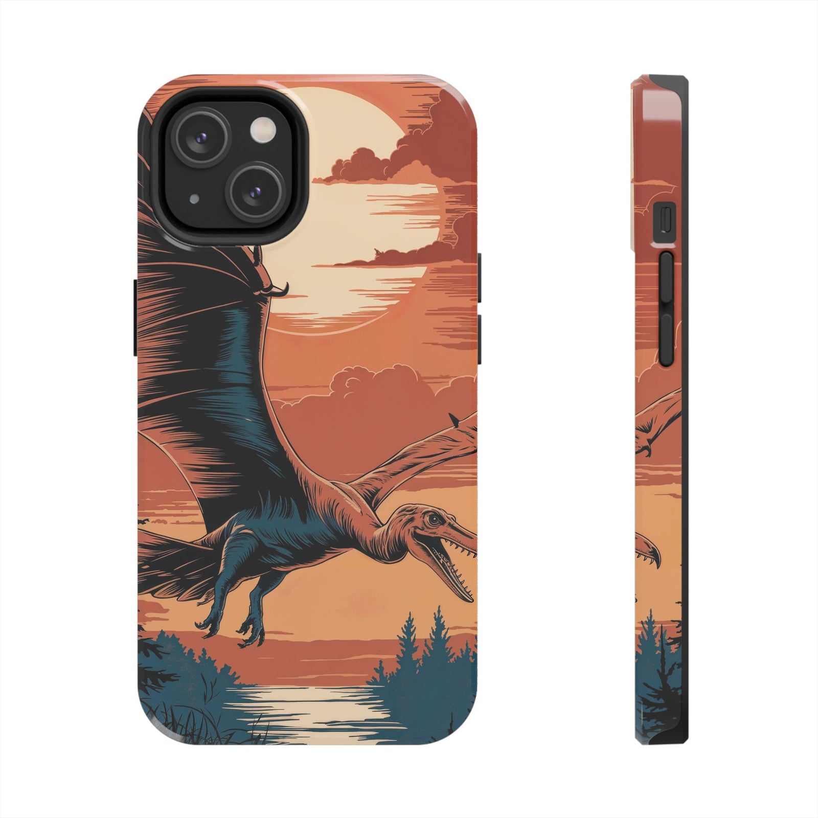 Sunset Pterodactyl Adventure - Dinosaur Phone Case