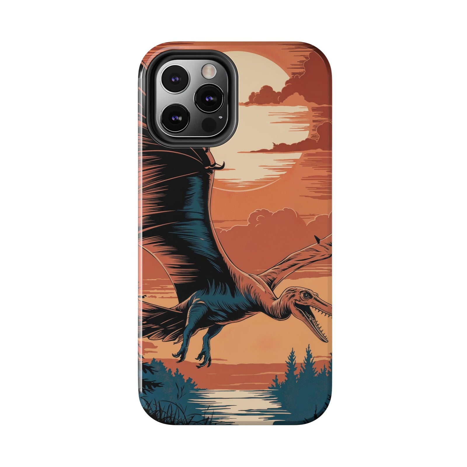 Sunset Pterodactyl Adventure - Dinosaur Phone Case