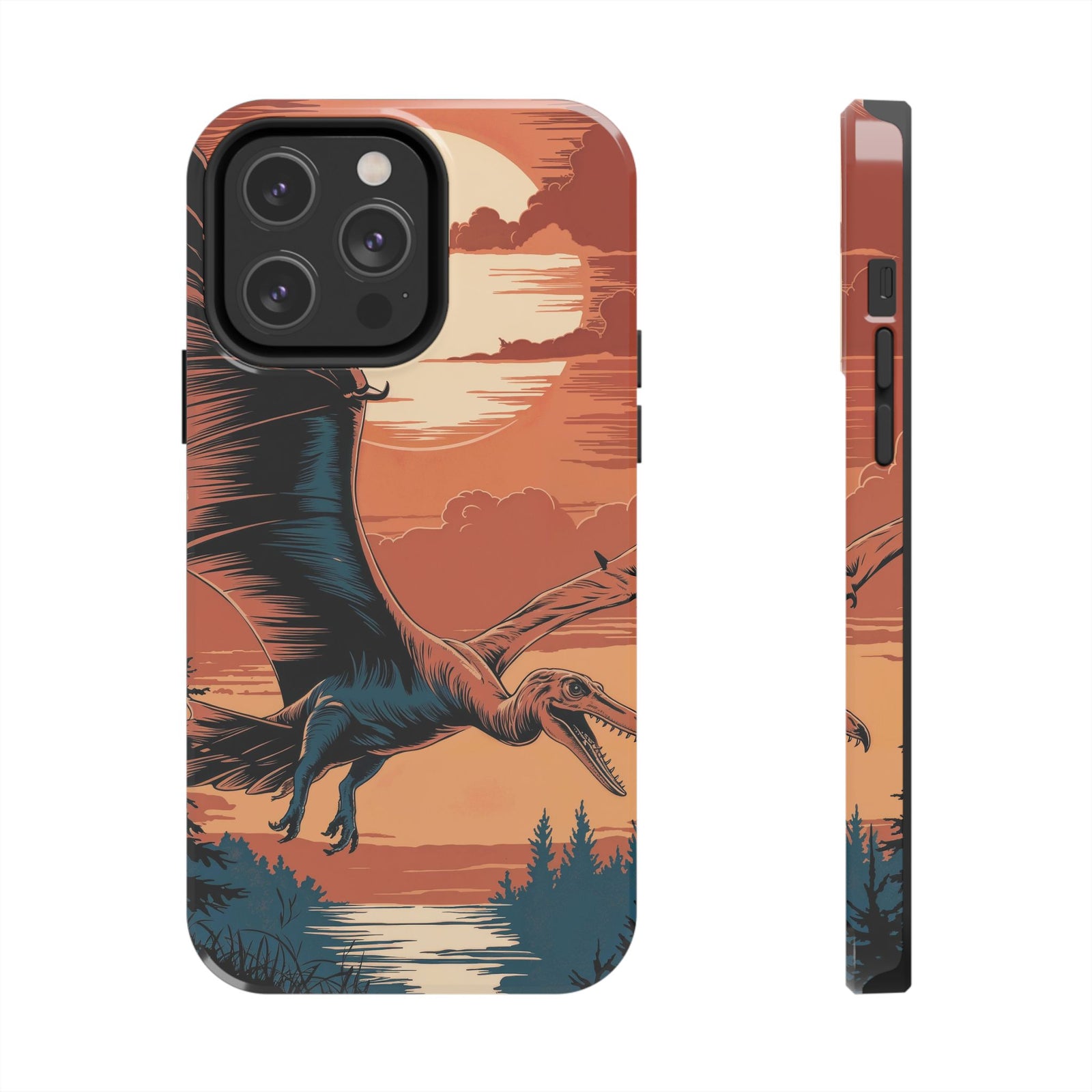 Sunset Pterodactyl Adventure - Dinosaur Phone Case