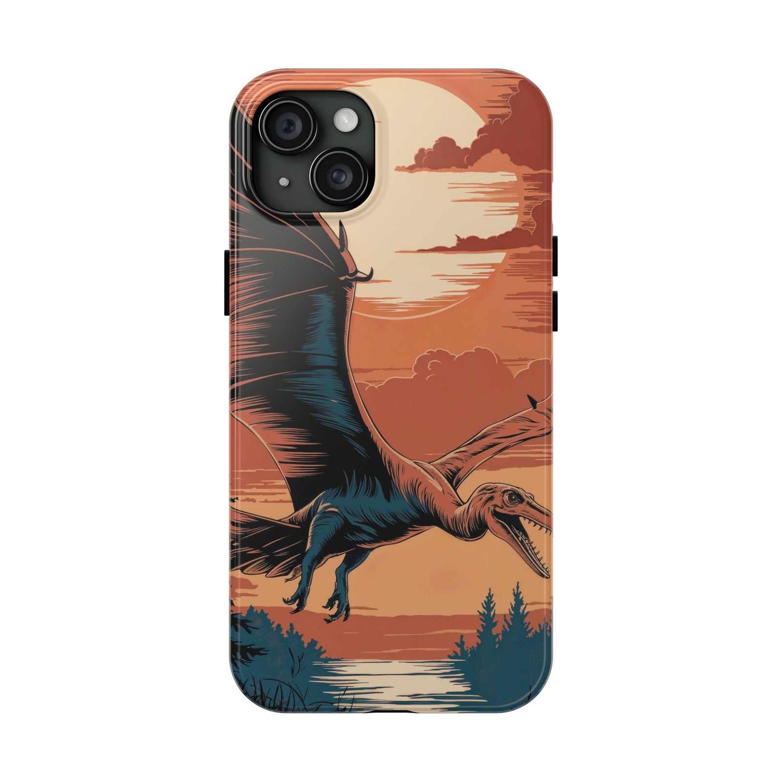 Sunset Pterodactyl Adventure - Dinosaur Phone Case
