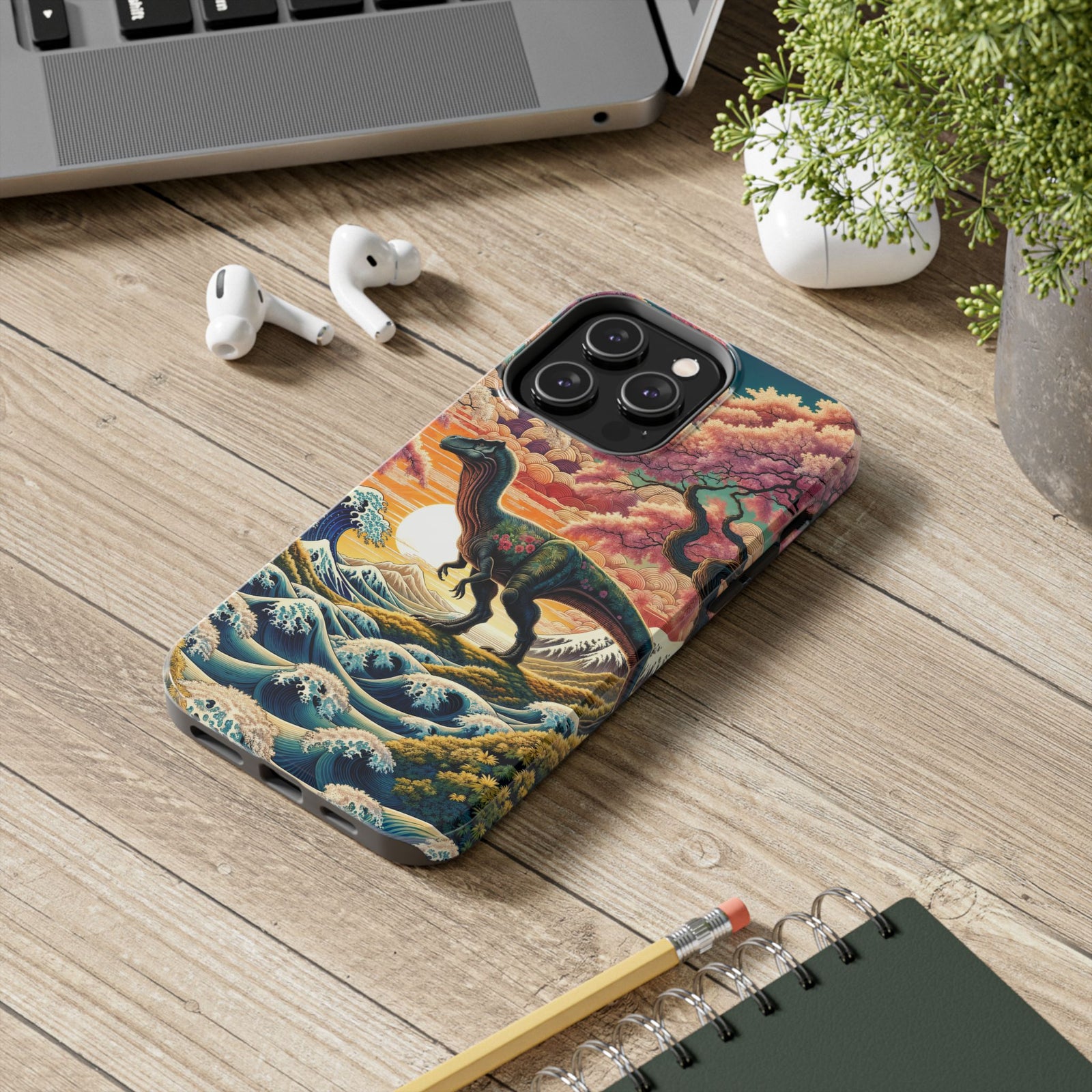 Dino Zen Waves - Dinosaur Phone Case