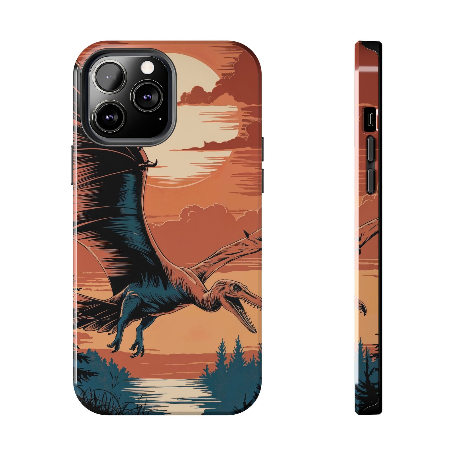 Sunset Pterodactyl Adventure - Dinosaur Phone Case