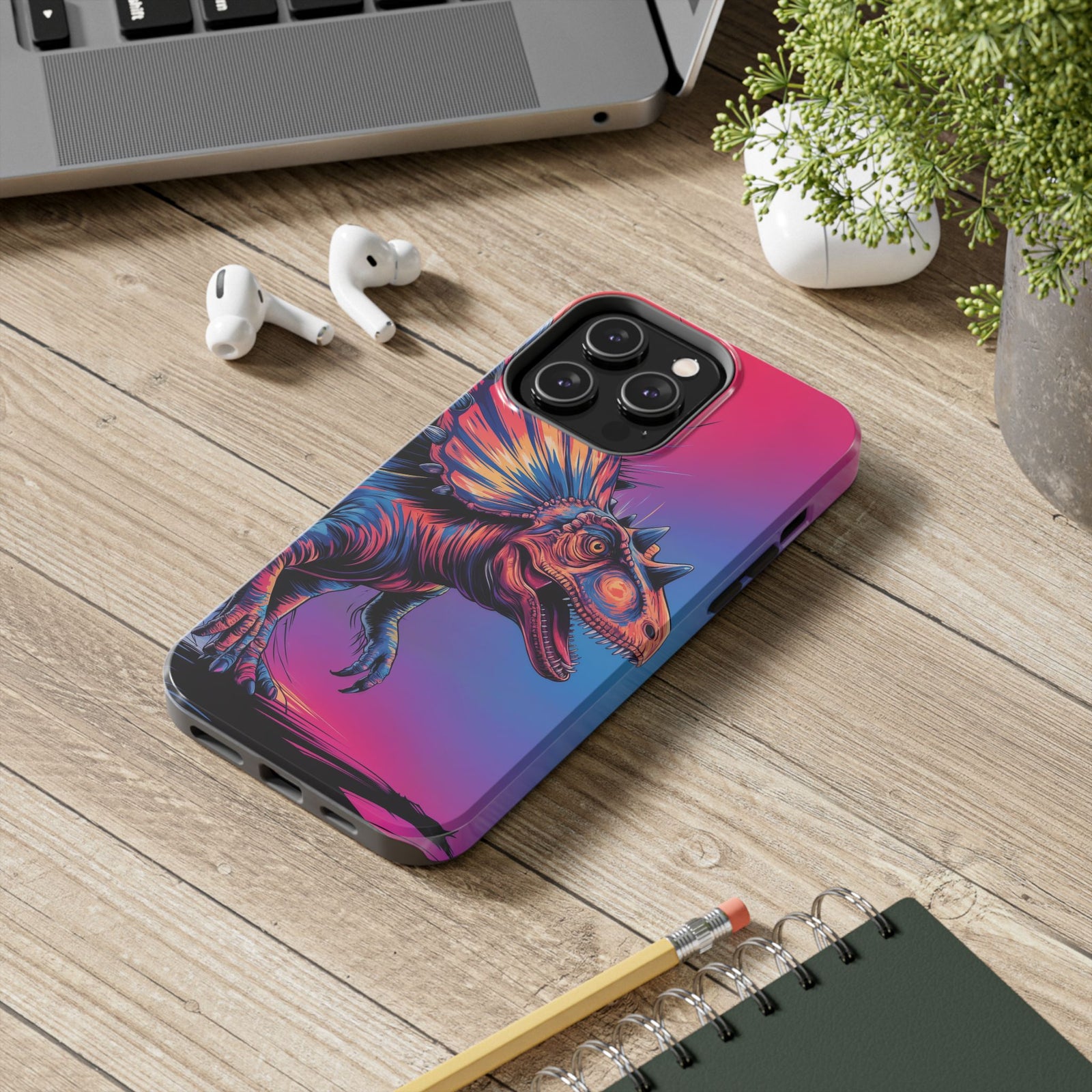 Styracosaurus Neon Roar - Dinosaur Phone Case