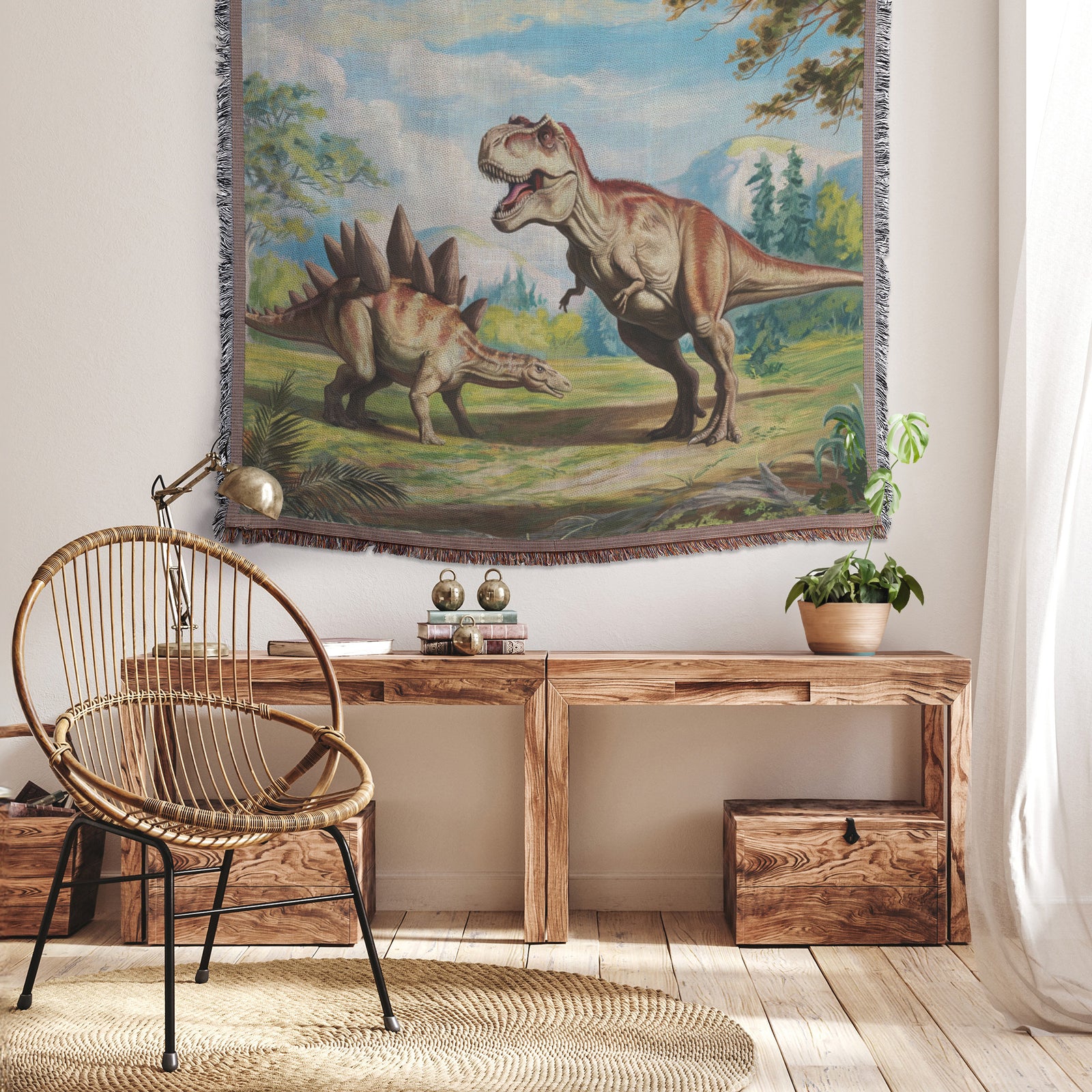 Jurassic Painting - Woven Dinosaur Blaket