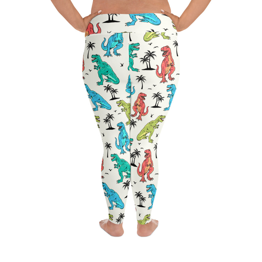 T-Rex Vacation - Dinosaur Plus Sized Leggings