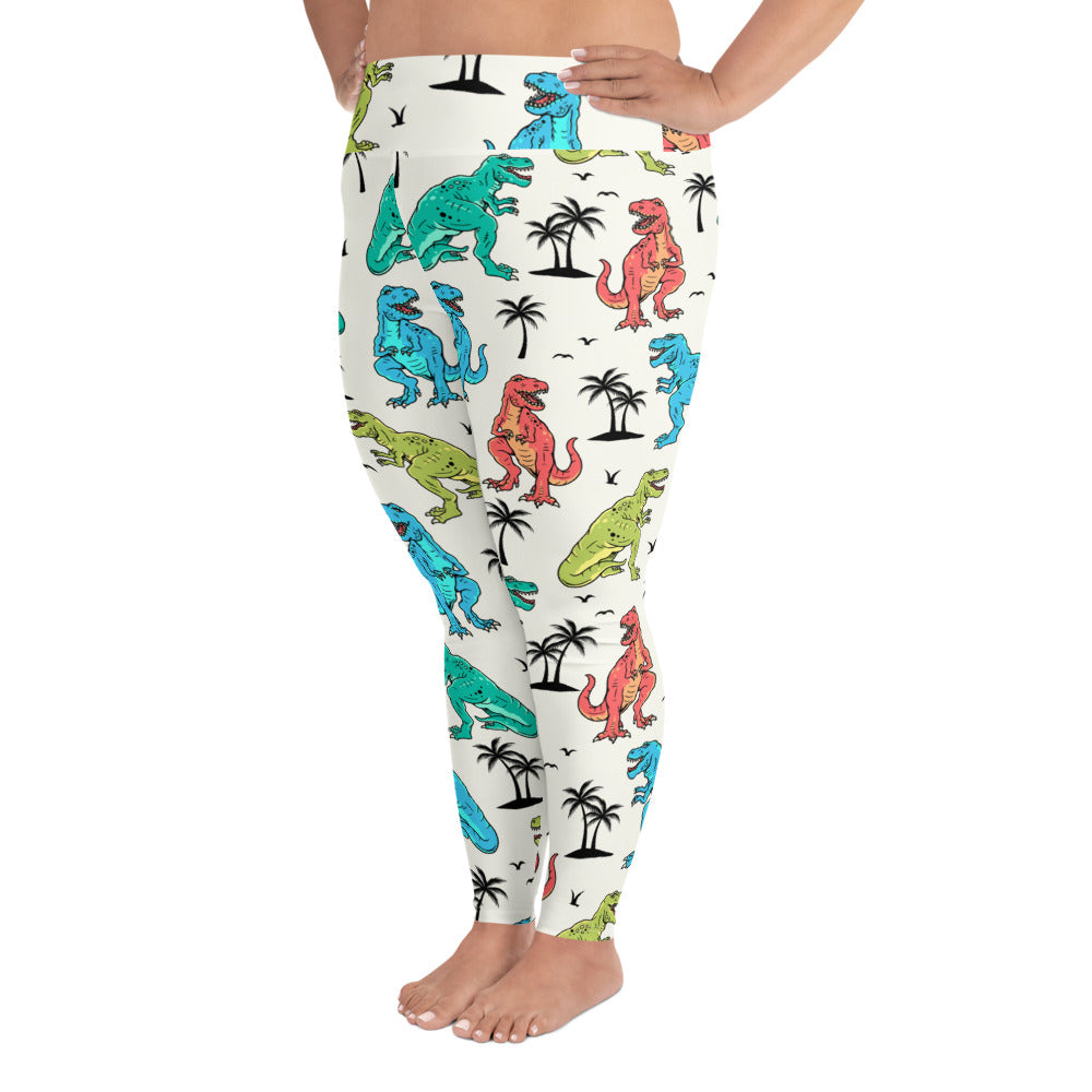T-Rex Vacation - Dinosaur Plus Sized Leggings