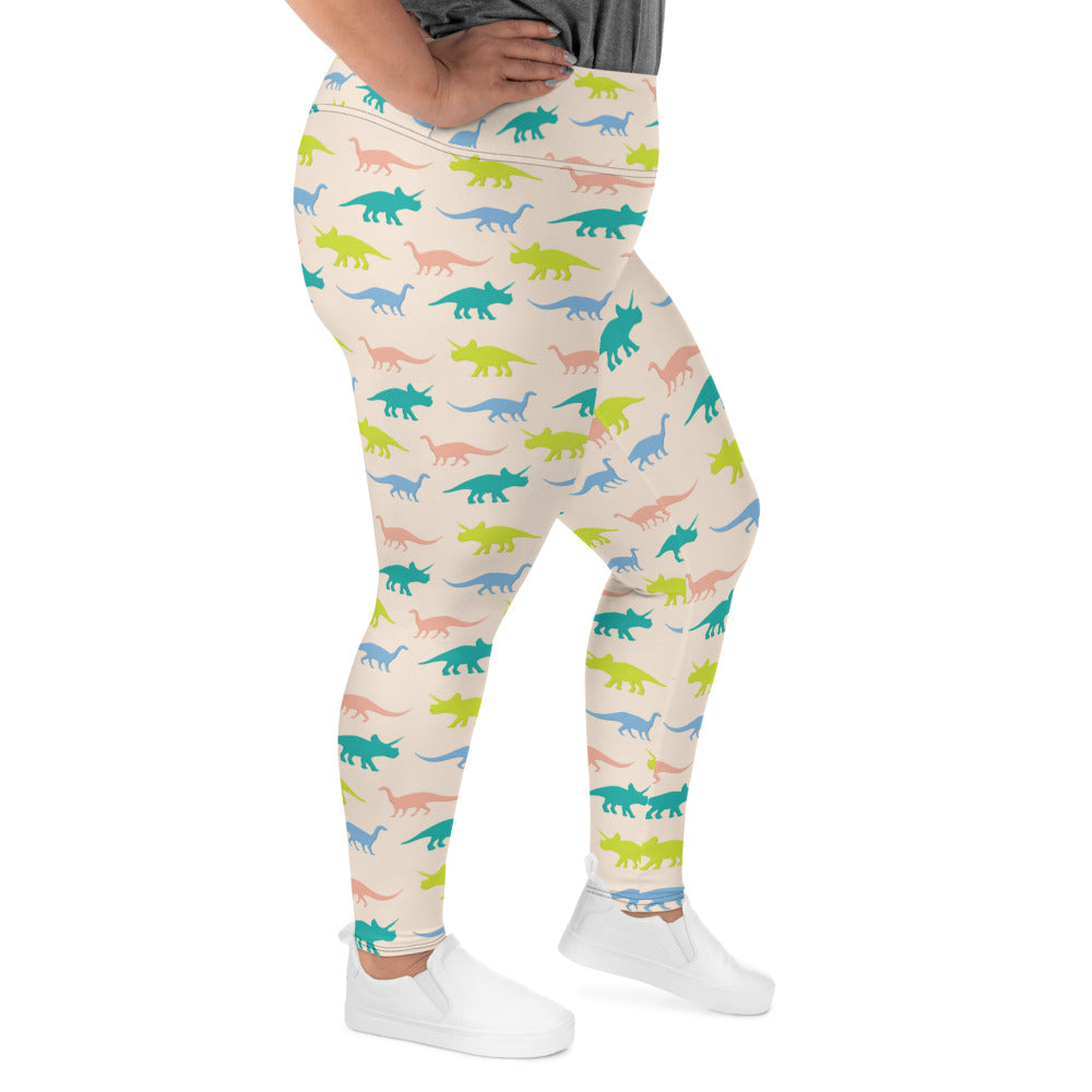 Pastel Dinos - Dinosaur Plus Size Leggings