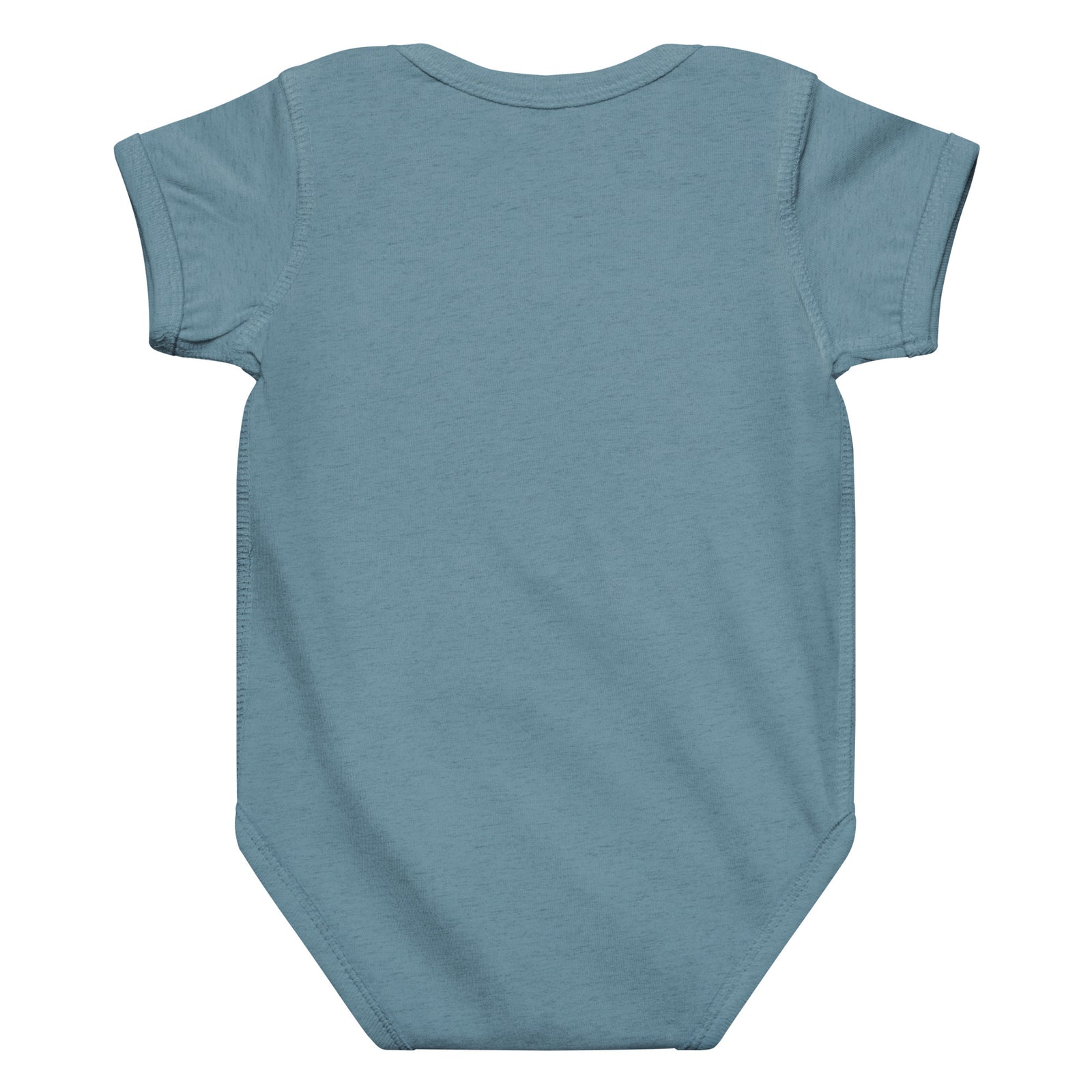 Little Dino Merry Christmas baby dinosaur Christmas bodysuit with Santa hat T-Rex - Vintage Indigo - back view
