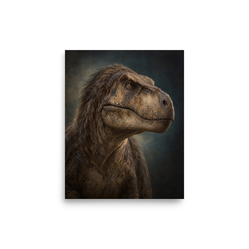 T-Rex Portrait dinosaur poster wall art mockup on Enhanced Matte Paper