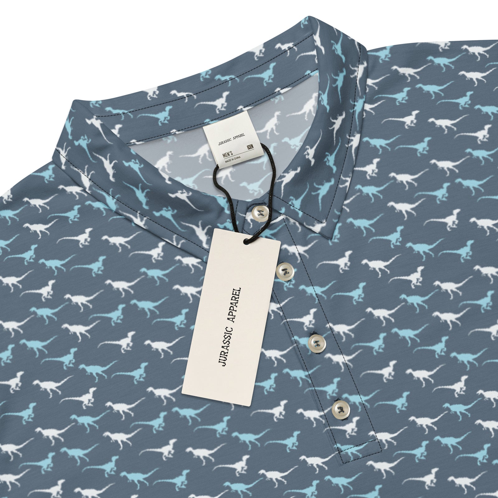 Blue and White Raptors - Dinosaur Slim Fit Polo