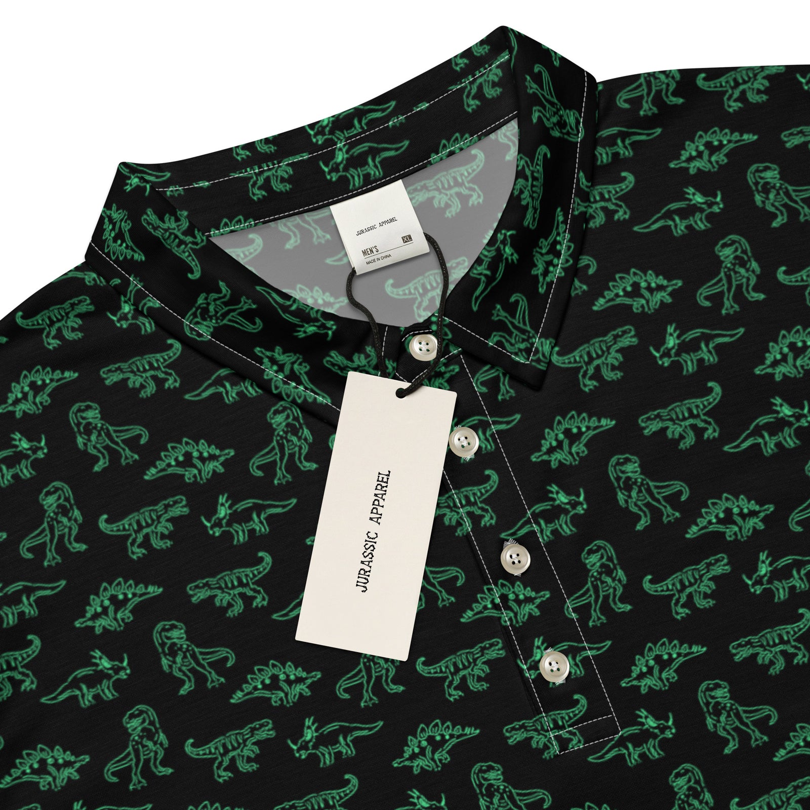 Neon Dinos - Men's Dinosaur Slim Fit Polo