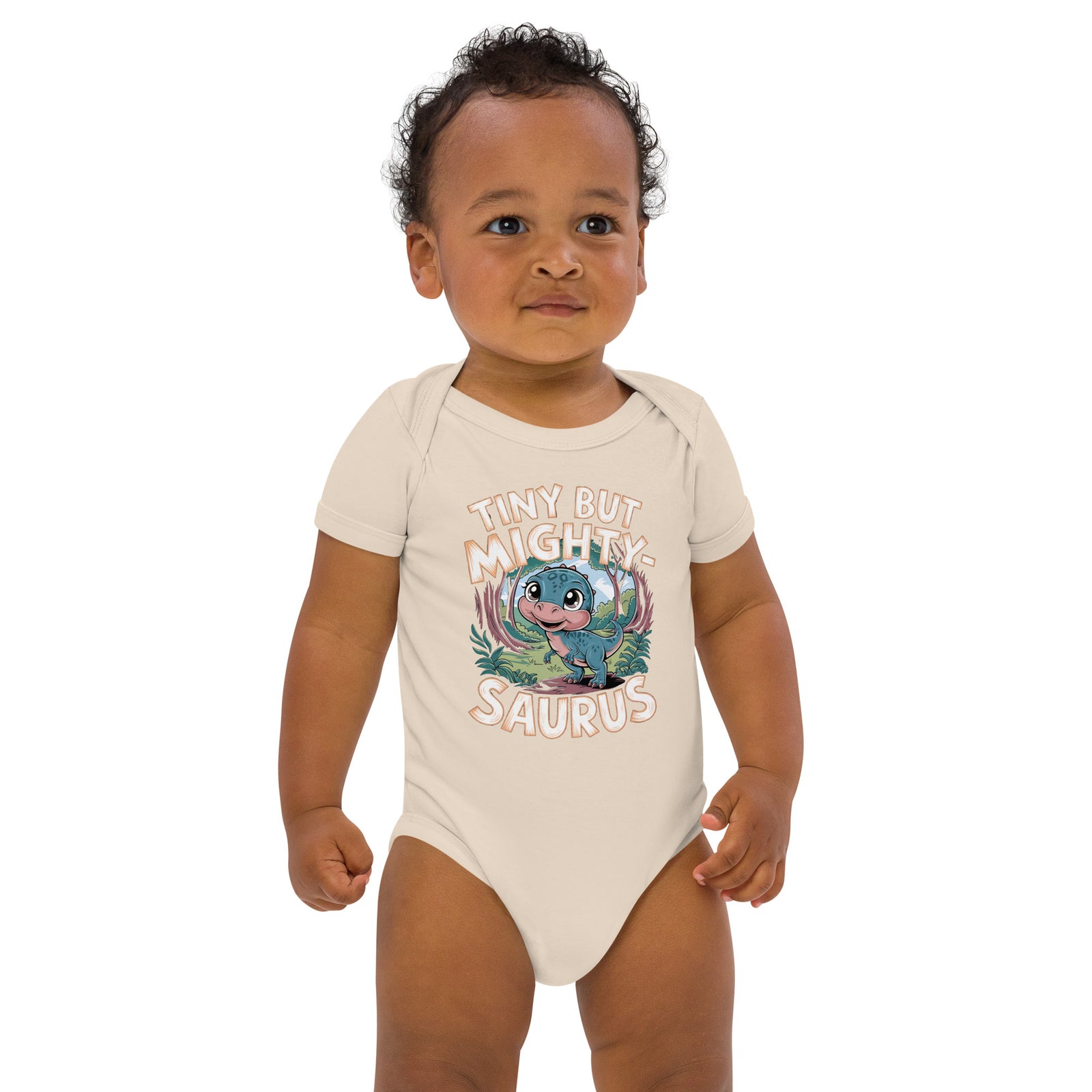 Tiny, but Mighty-Saurus - Organic Dinosaur Baby Bodysuit