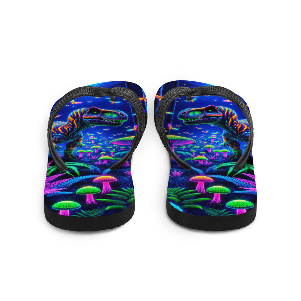 Glowing Dubreuillosaurus - Dinosaur Flip Flops