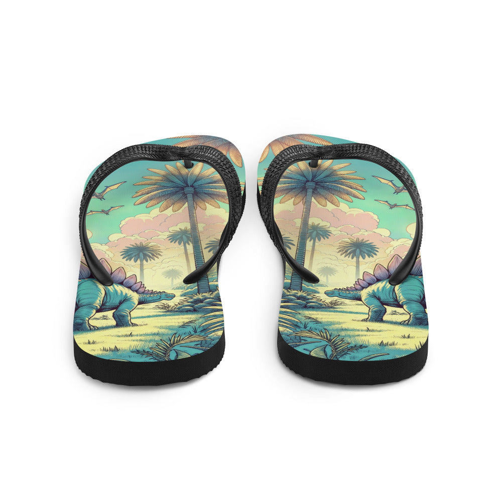 Serene Stegosaurus - Dinosaur Flip-Flops