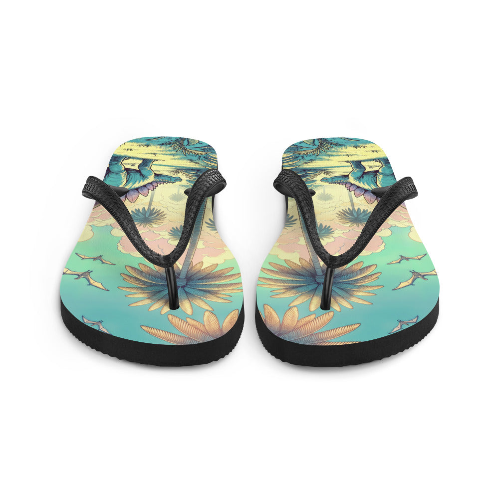 Serene Stegosaurus - Dinosaur Flip-Flops