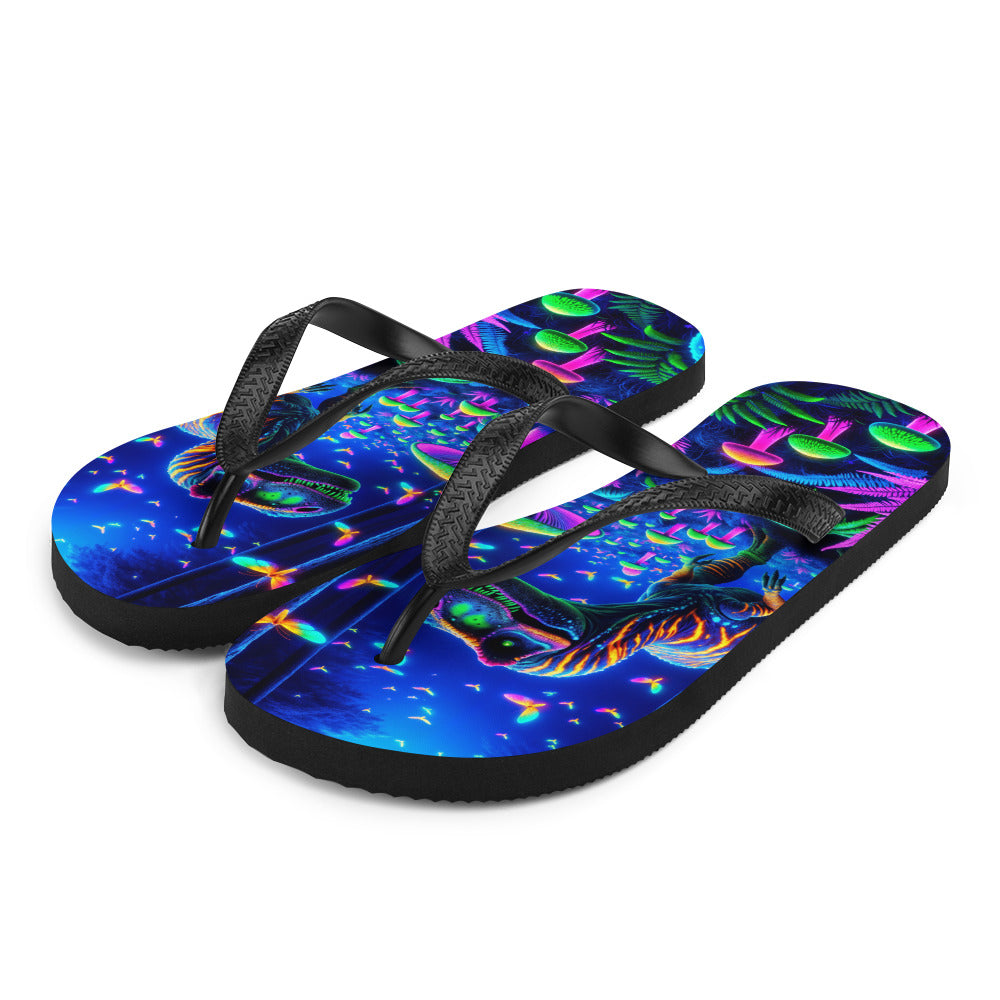 Glowing Dubreuillosaurus - Dinosaur Flip Flops