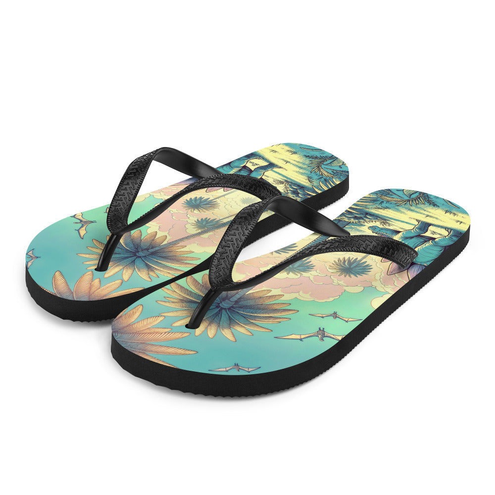 Serene Stegosaurus - Dinosaur Flip-Flops