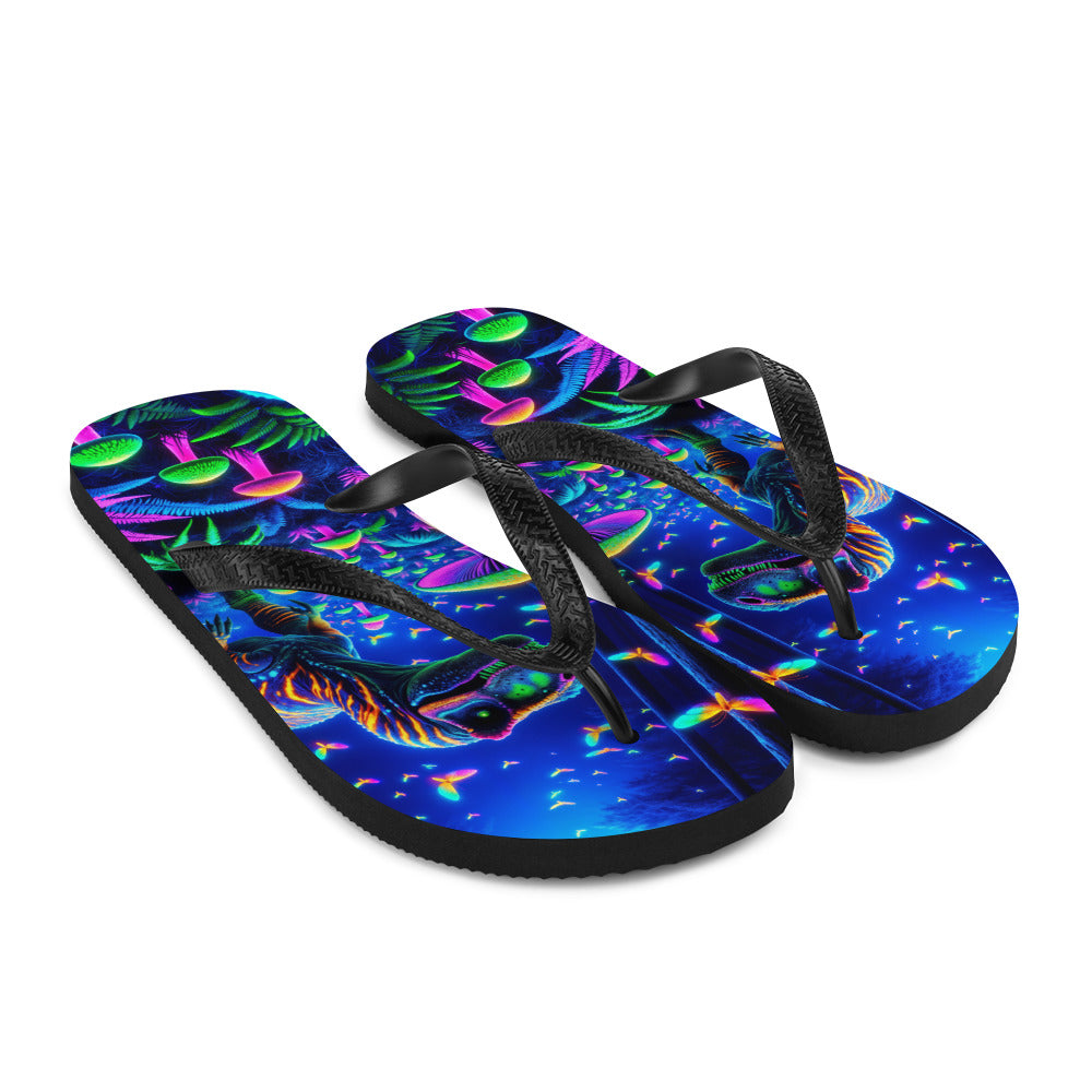 Glowing Dubreuillosaurus - Dinosaur Flip Flops