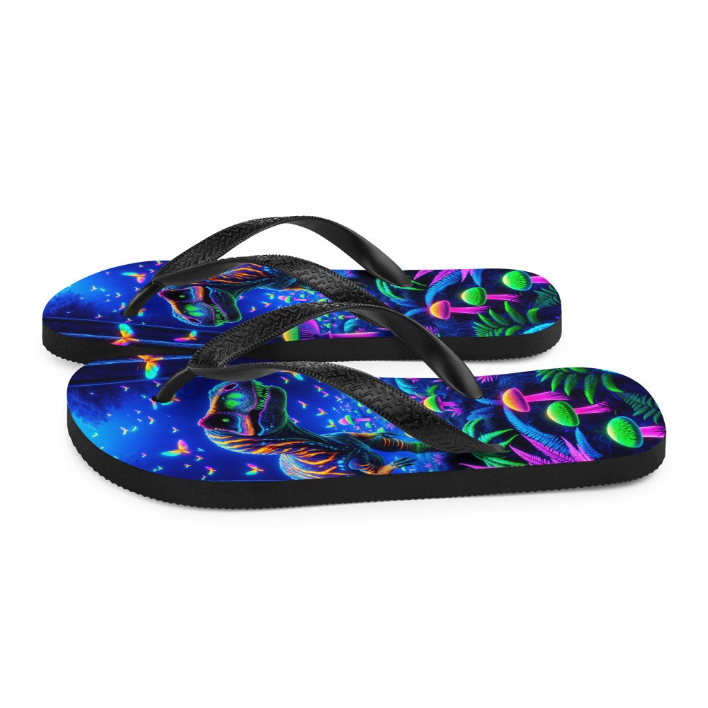 Glowing Dubreuillosaurus - Dinosaur Flip Flops
